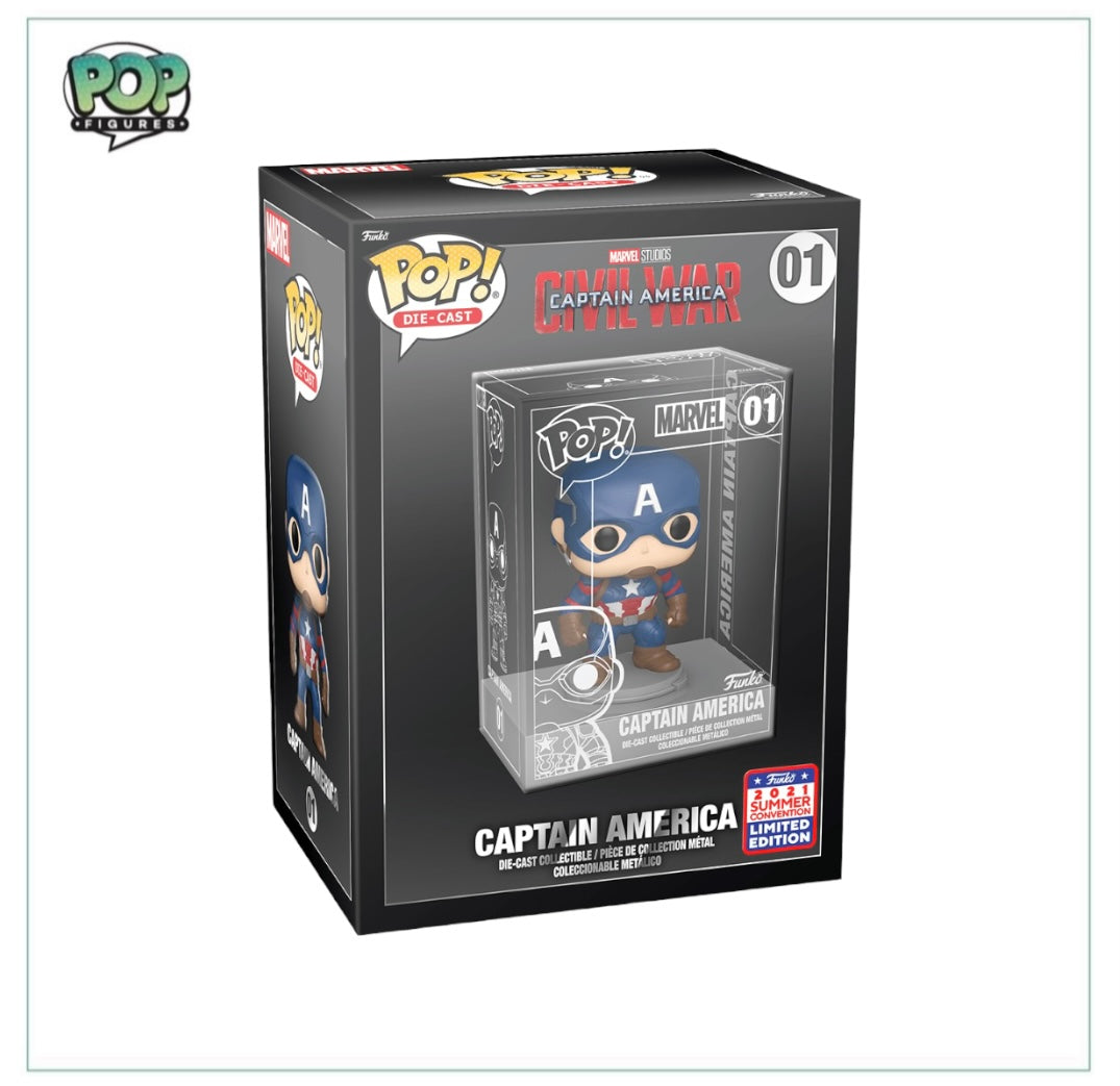 Captain America #01 (Die Cast) Funko Pop! - Captain America Civil War - Virtual Funkon 2021 Shared Exclusive - Sealed