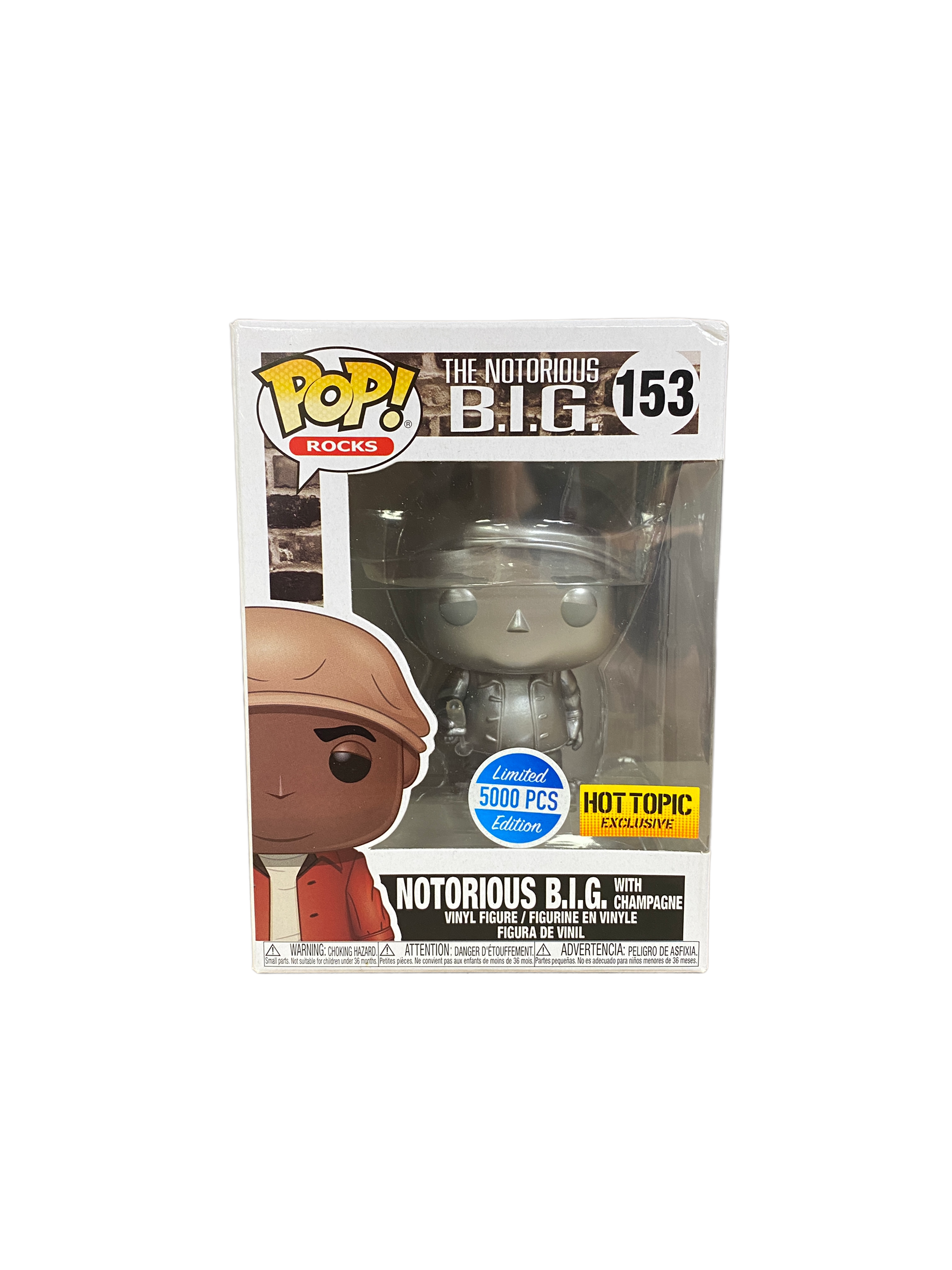Notorious B.I.G w/Champagne #153 (Platinum Metallic) Funko Pop! - Rocks - Hot Topic Exclusive