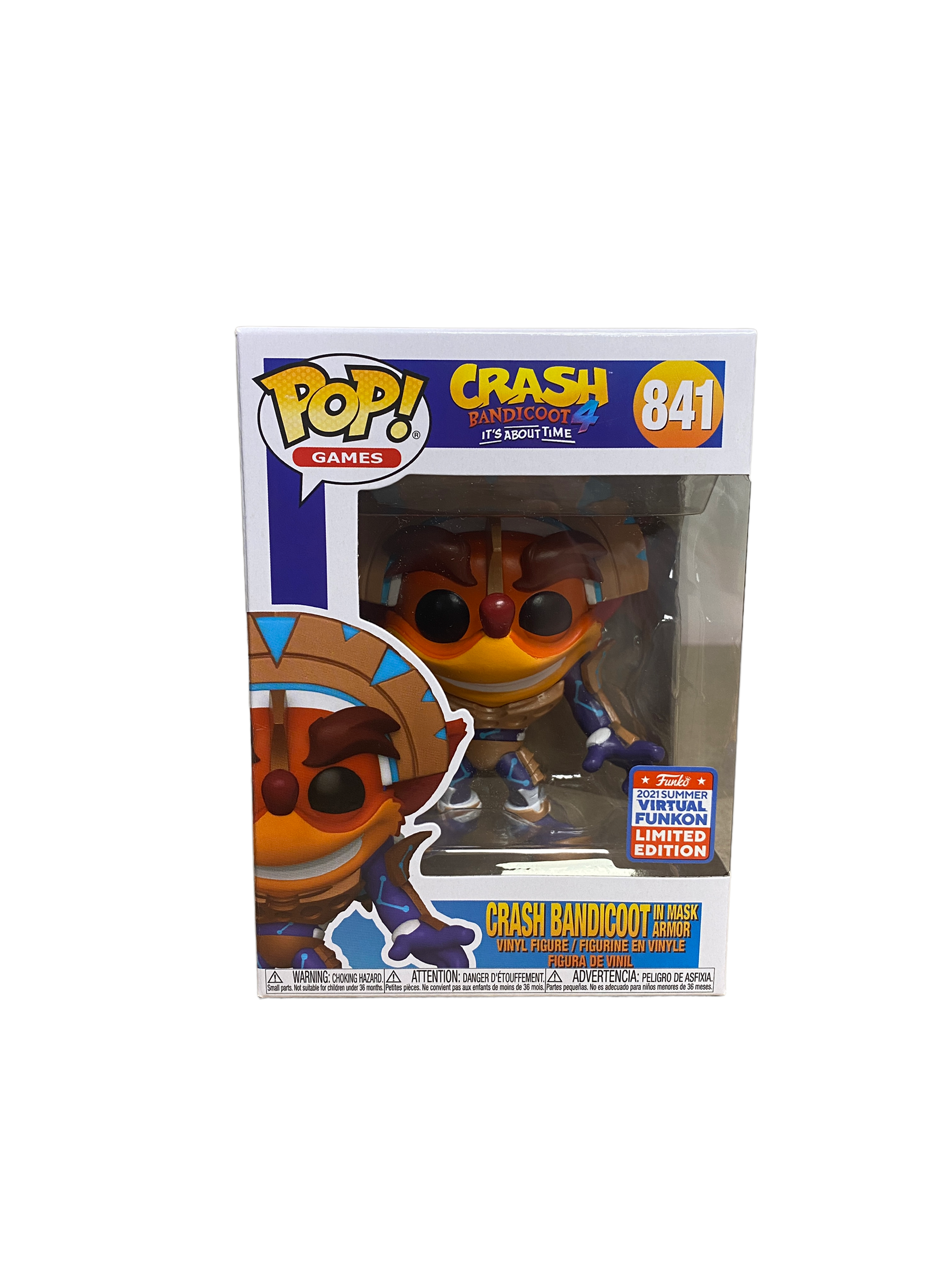 Crash Bandicoot In Mask Armor #841 Funko Pop! - Crash Bandicoot 4 - Virtual Funkon 2021 Official Convention Exclusive -