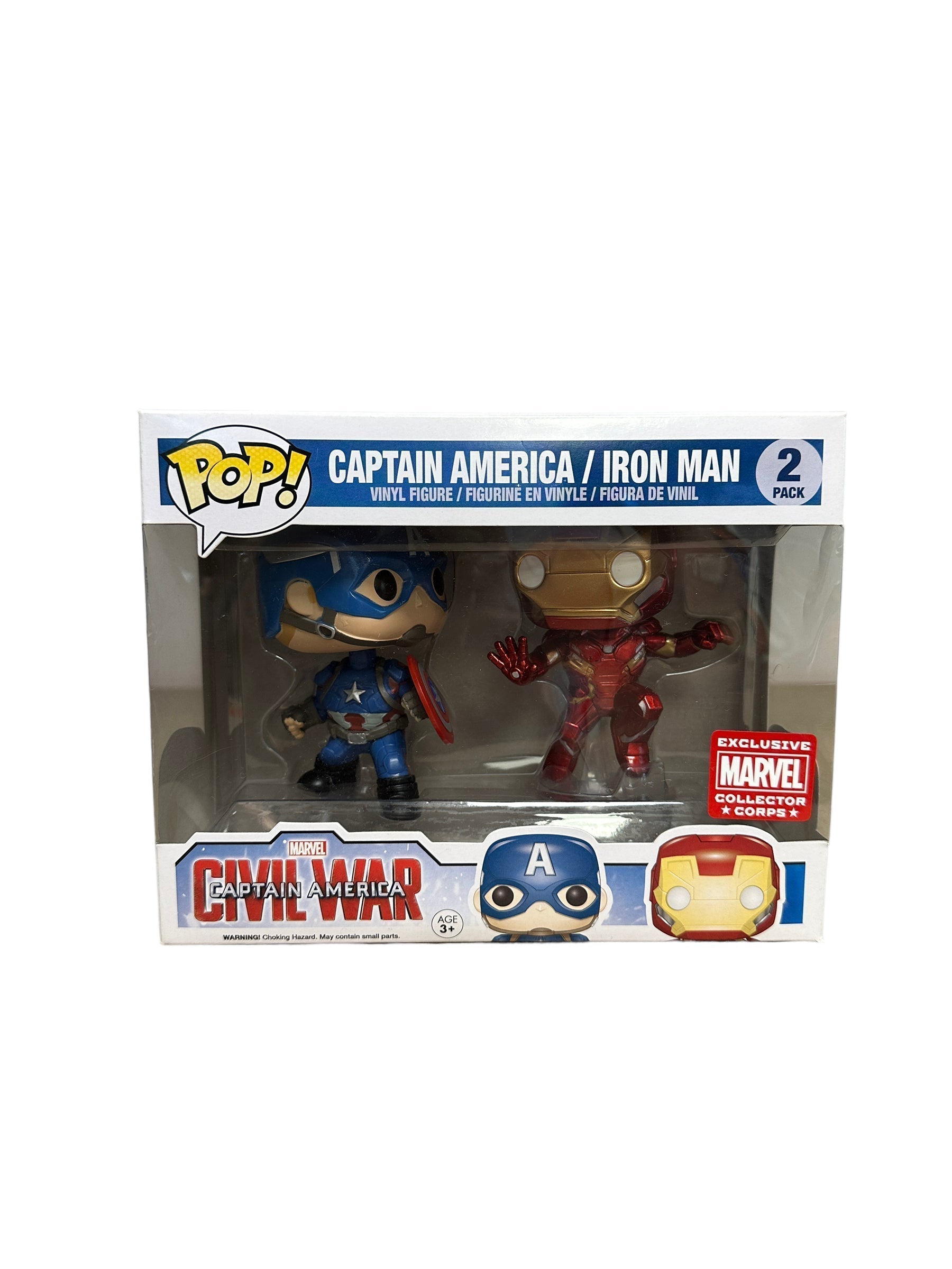 Captain America / Iron Man (Action Pose) 2 Pack Funko Pop! - Captain America Civil War - Marvel Collector Corps Exclusive -