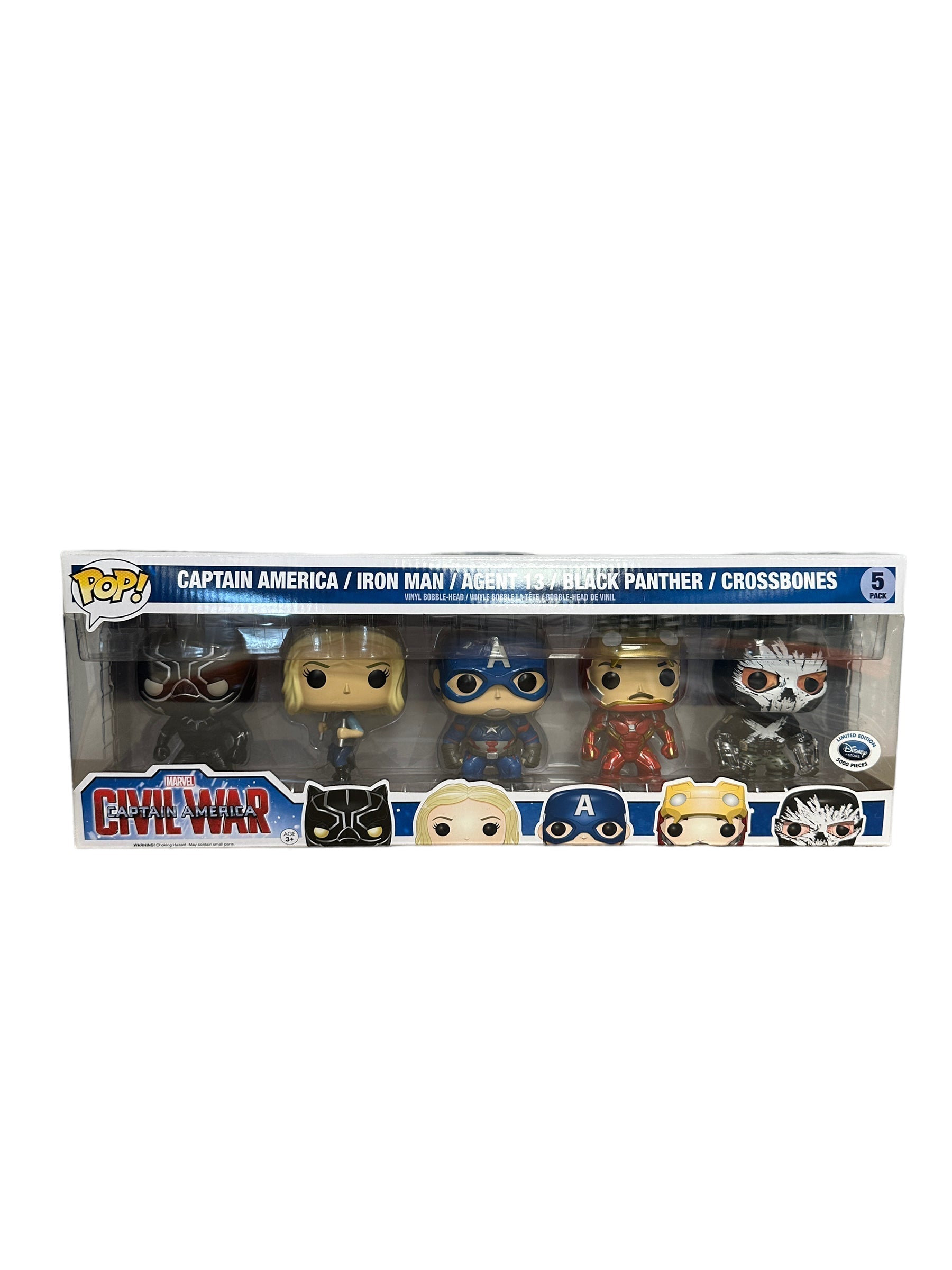 Captain America / Iron Man / Agent 13 / Black Panther / Crossbones 5 Pack Funko Pop! - Captain America Civil War - Disney Store Exclusive