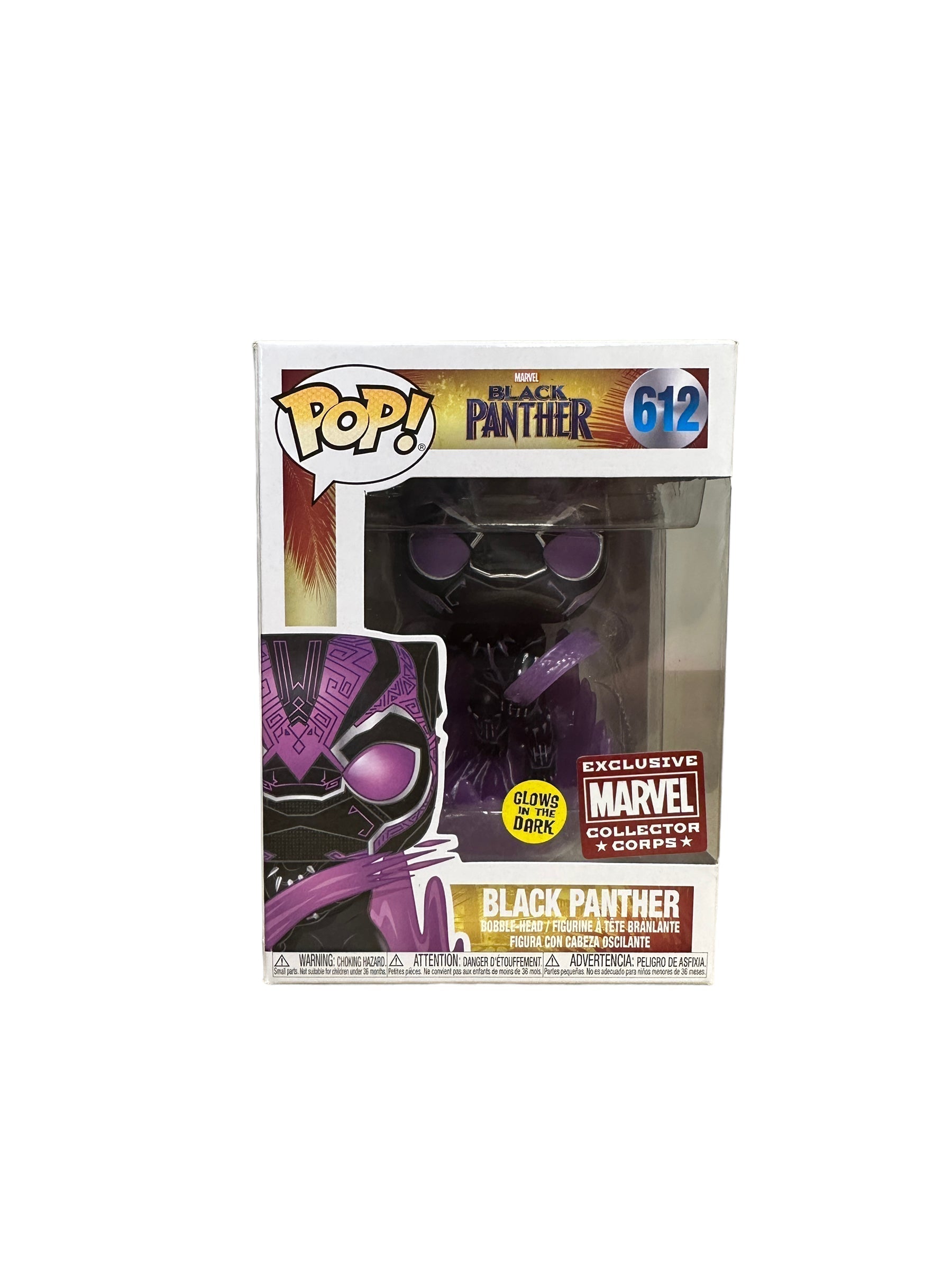 Black Panther #612 (Leaping / Glows in the Dark) Funko Pop! - Black Panther - Marvel Collector Corps Exclusive -