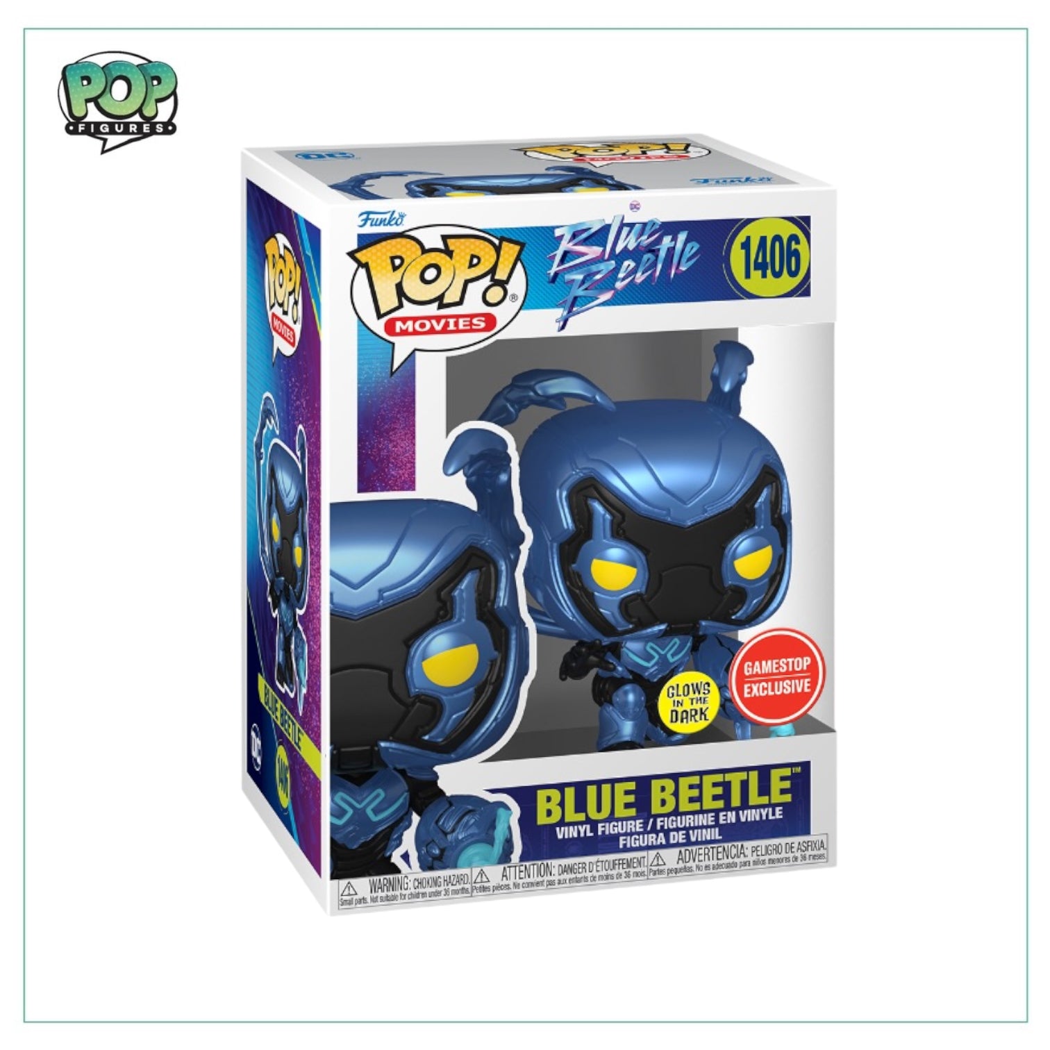 Blue Beetle #1406 (Glows in the Dark) Funko Pop! - Blue Beetle - GameStop Exclusive