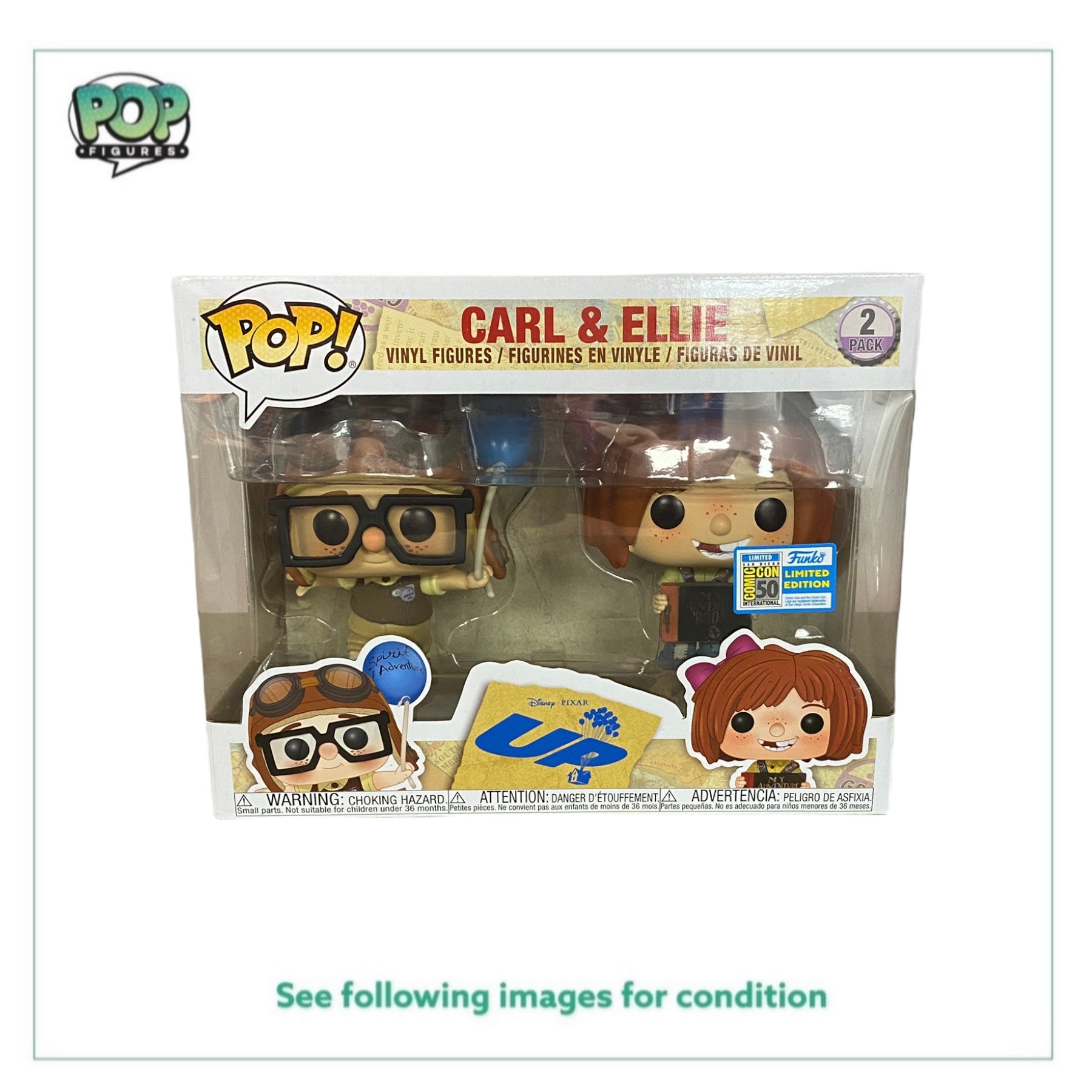 Carl & Ellie 2 Pack Funko Pop! - Disney/Pixar: UP - SDCC 2019 Official Convention Exclusive -