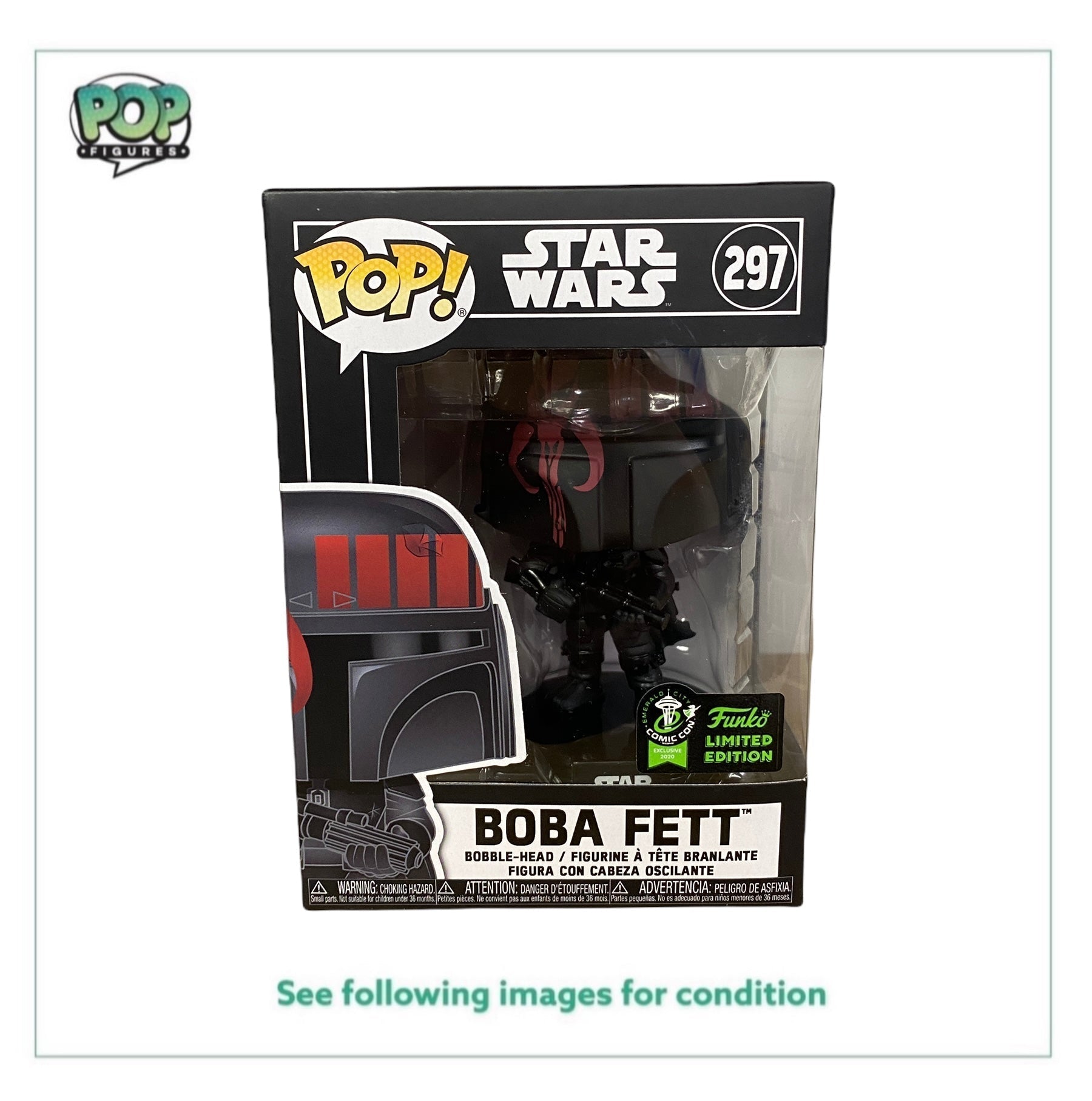 Boba Fett #297 (Black and Red) Funko Pop! - Star Wars - ECCC 2020 Official Convention Exclusive -