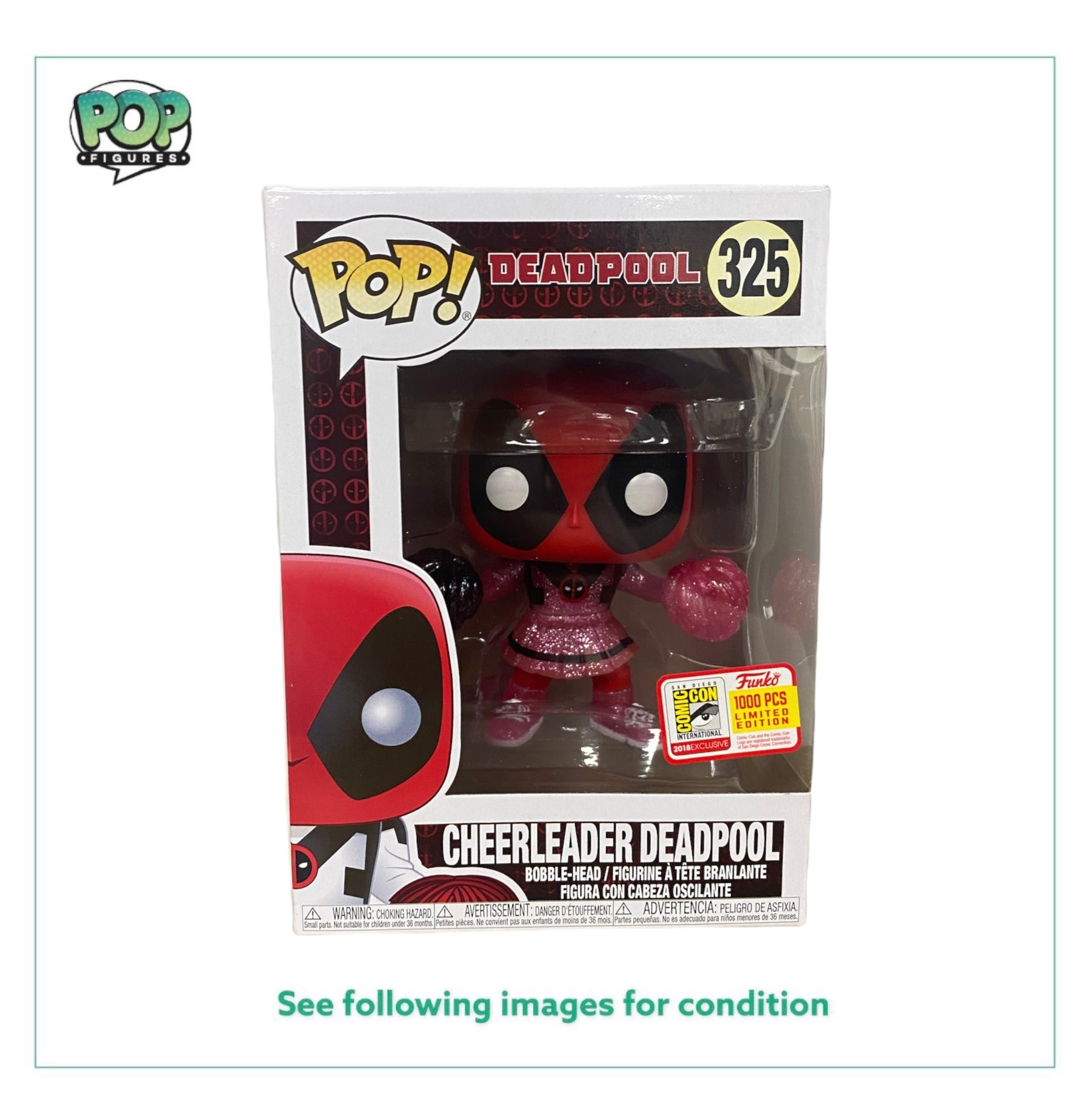 Cheerleader Deadpool #325 (Glitter) Funko Pop! - Deadpool - SDCC 2018 Exclusive