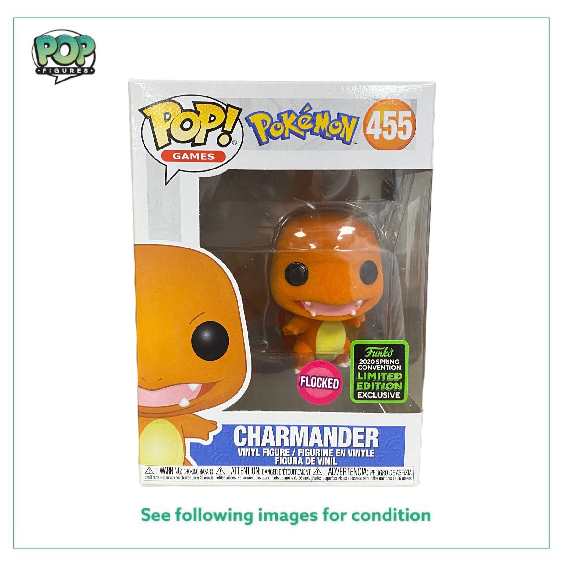 Charmander #455 (Flocked) Funko Pop! - Pokemon - ECCC 2020 Shared Exclusive -