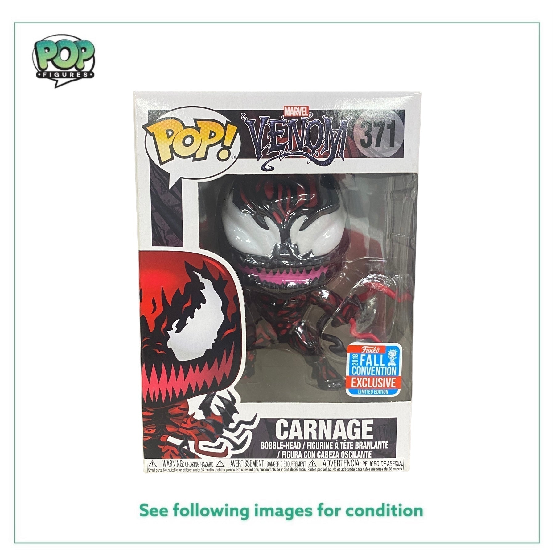 Carnage #371 (w/ Tendrils) Funko Pop! - Venom - NYCC 2017 Shared Exclusive -