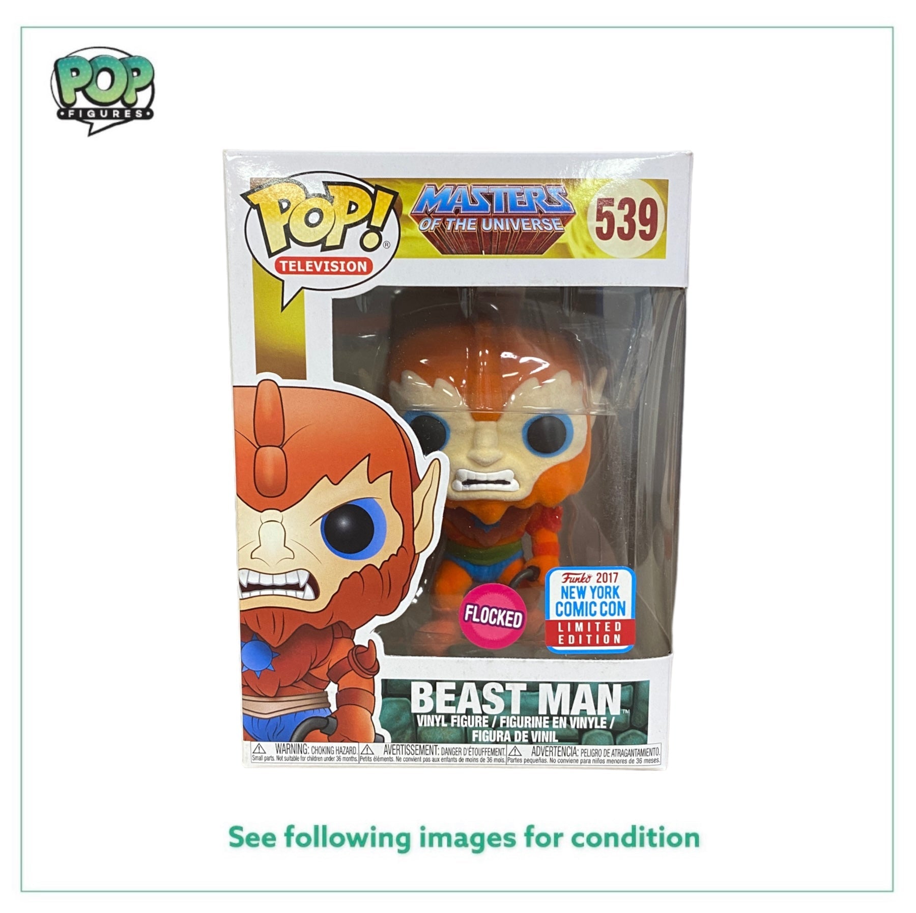 Beast Man #539 (Flocked) Funko Pop! - Masters Of The Universe - NYCC 2017 Official Convention Exclusive -