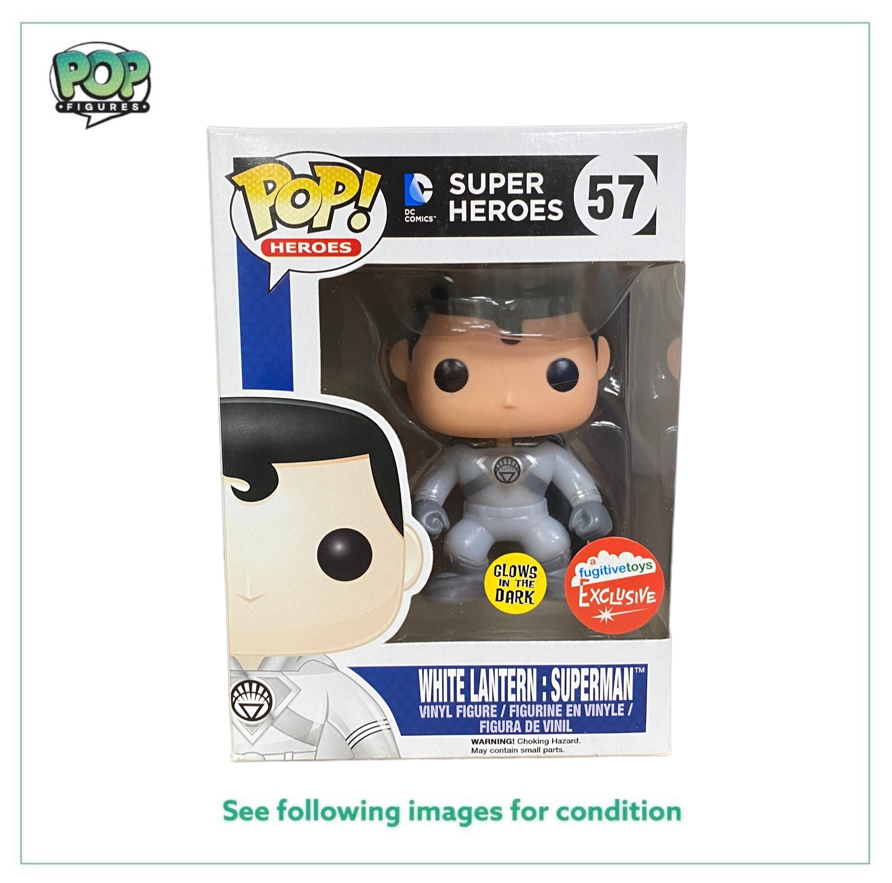 White Lantern : Superman #57 (Glows In The Dark) Funko Pop! - DC Super Heroes - Fugitive Toys Exclusive -