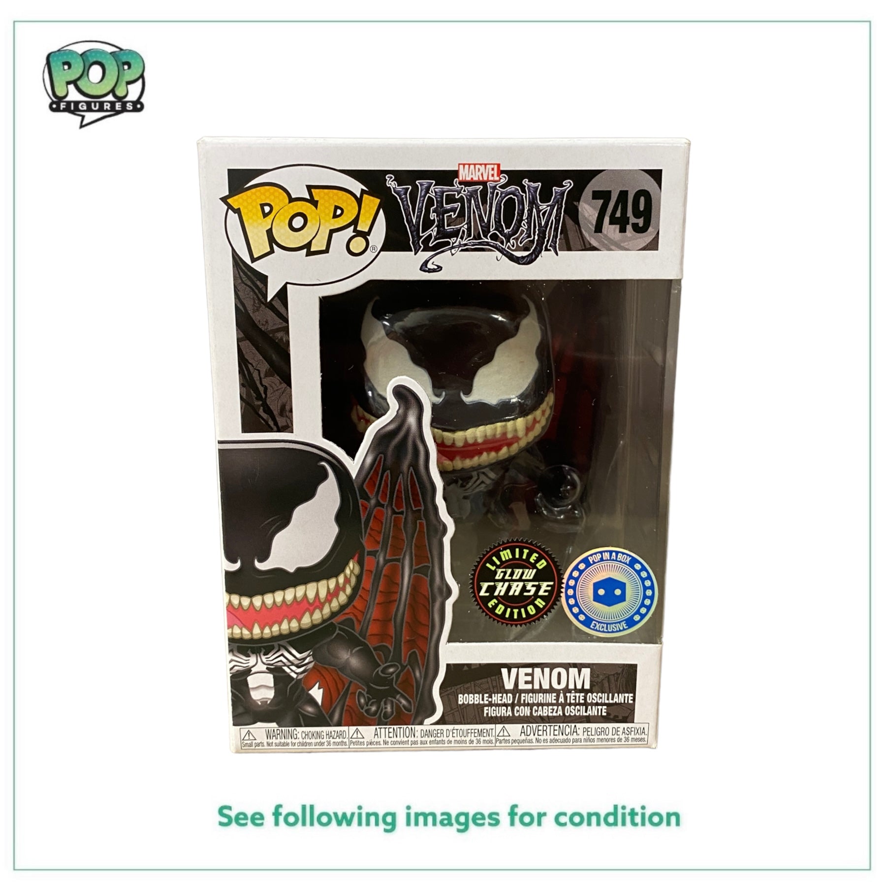 Venom #749 (Glow Chase) Funko Pop! - Venom - Pop In A Box -