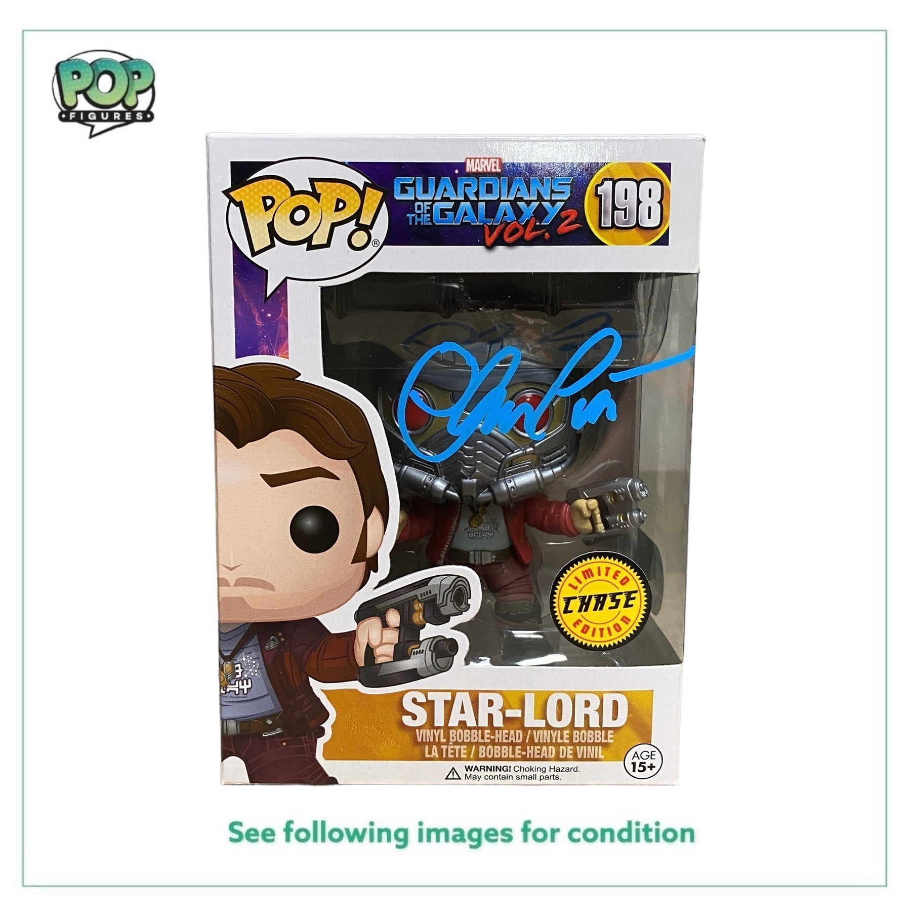 Chris Pratt Signed Star-Lord #198 (Masked Chase) Funko Pop! - Guardians Of The Galaxy Vol.2 - PopLife - SWAU Witnessed Authentication -