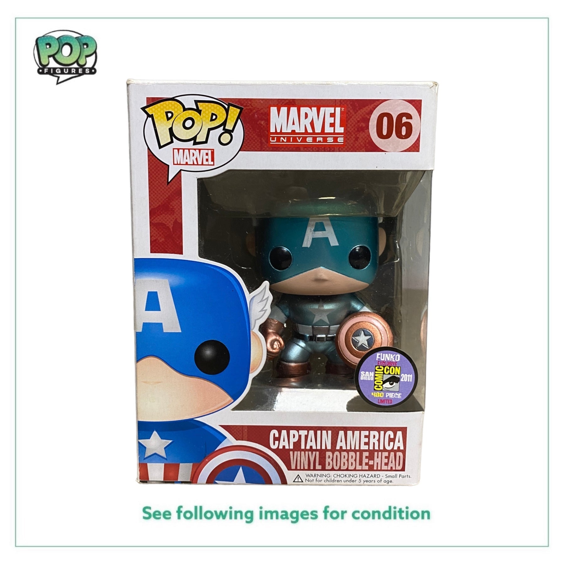 Captain America #06 (Metallic) Funko Pop! - Marvel Universe - SDCC 2011 Exclusive -