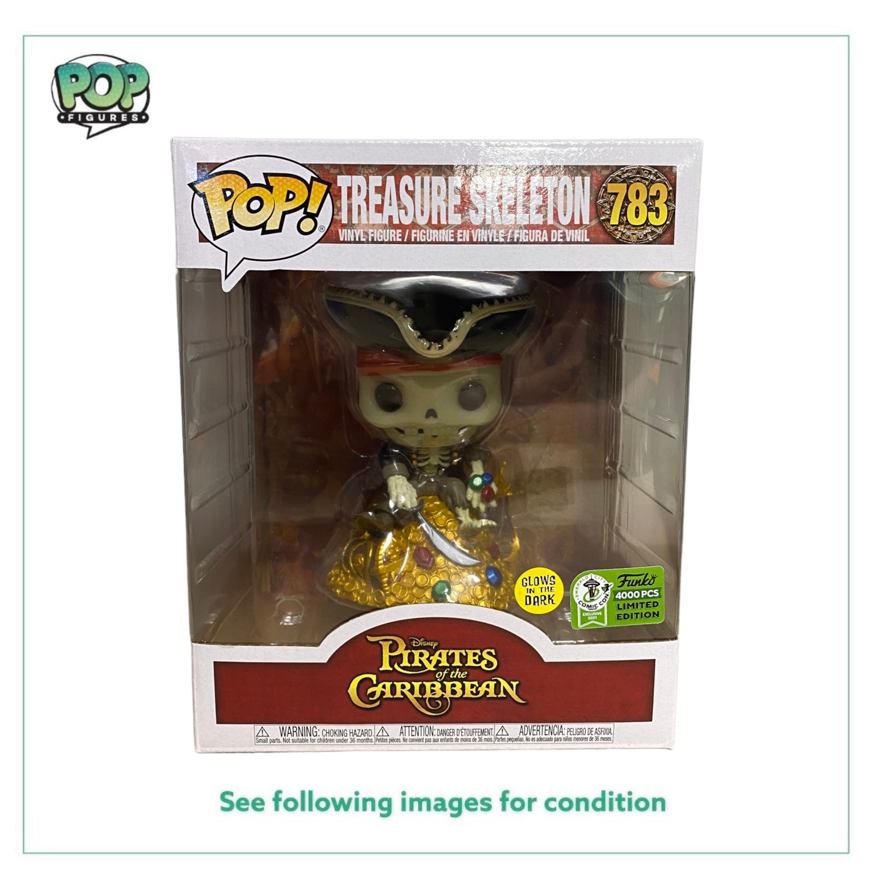 Treasure Skeleton #783 (Glows In The Dark) Deluxe Funko Pop! - Pirates Of The Caribbean - ECCC 2021 Exclusive