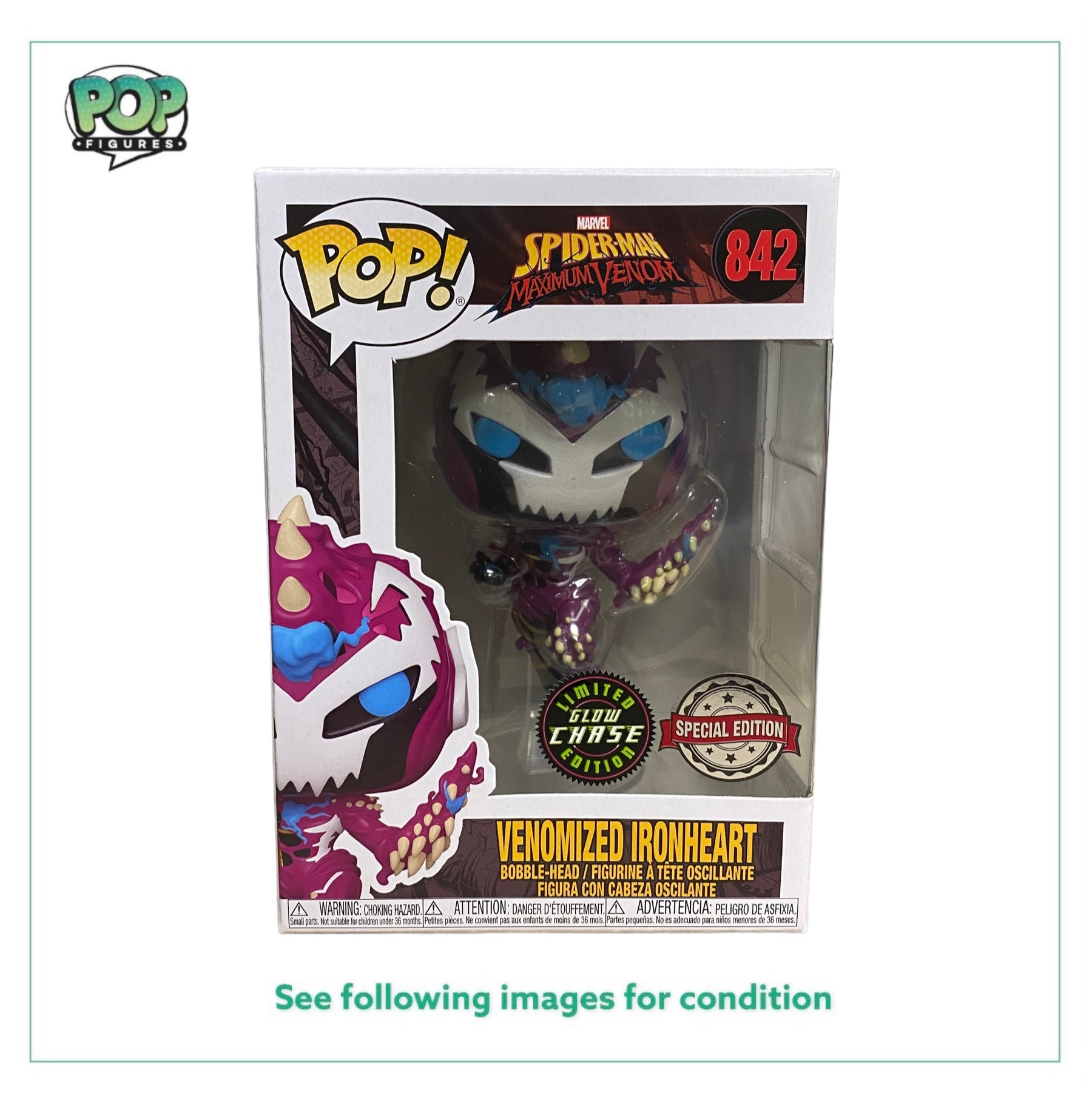 Venomized Ironheart #842 (Glow Chase) Funko Pop! - Spider-Man Maximum Venom - Special Edition -