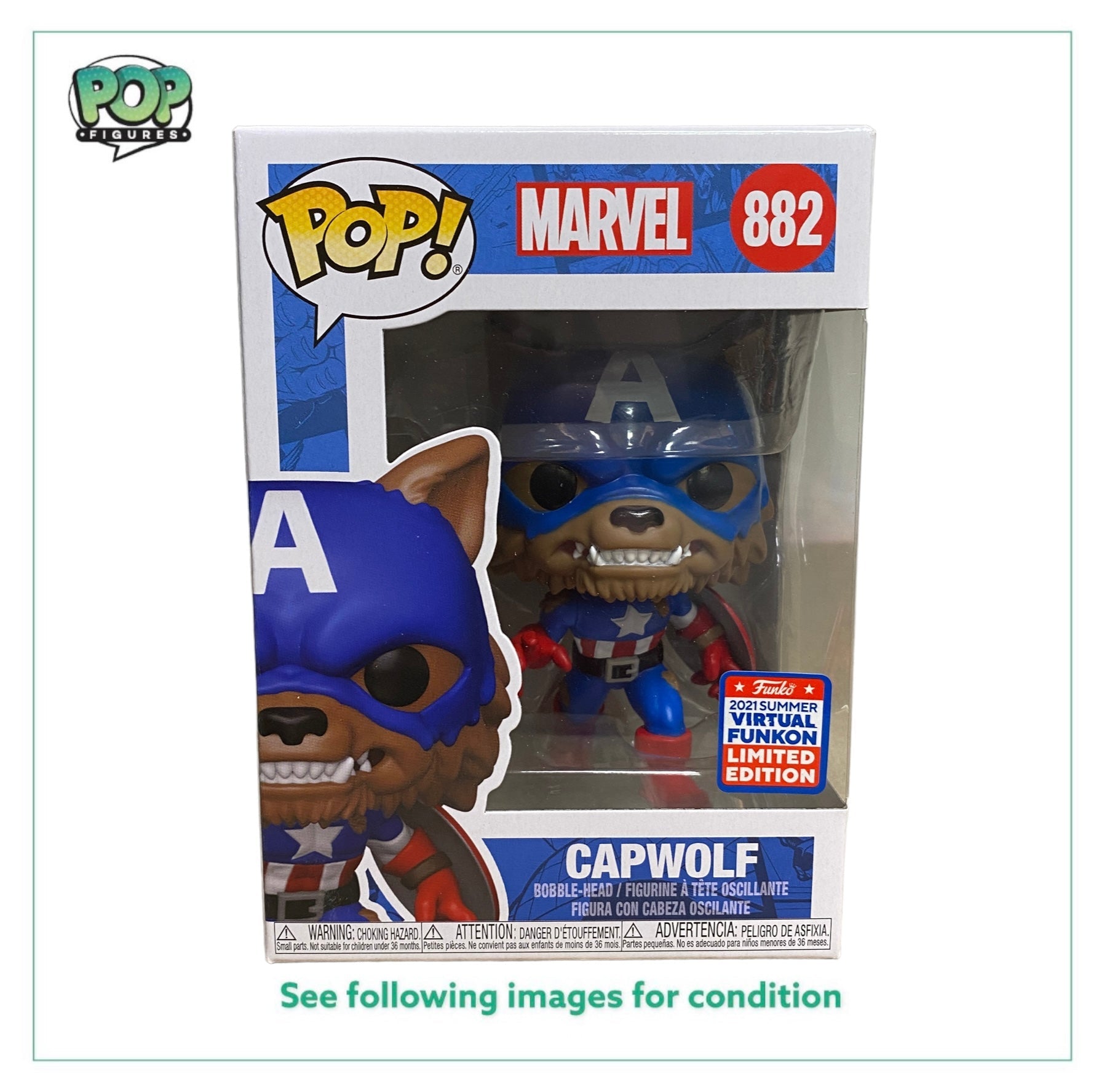 Capwolf #882 Funko Pop! - Marvel - Virtual Funkon 2021 Official Convention Exclusive -