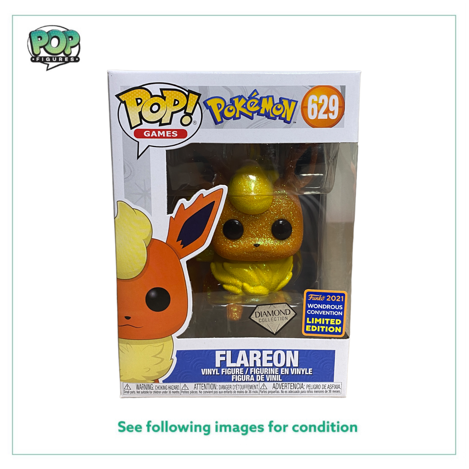 Flareon #629 (Diamond Collection) Funko Pop! - Pokemon - Wonder Con 2021 Shared Exclusive -