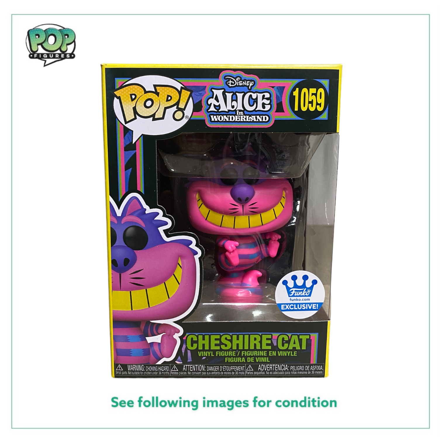 Cheshire Cat #1059 (Blacklight) Funko Pop! - Alice In Wonderland - Funko Shop Exclusive -