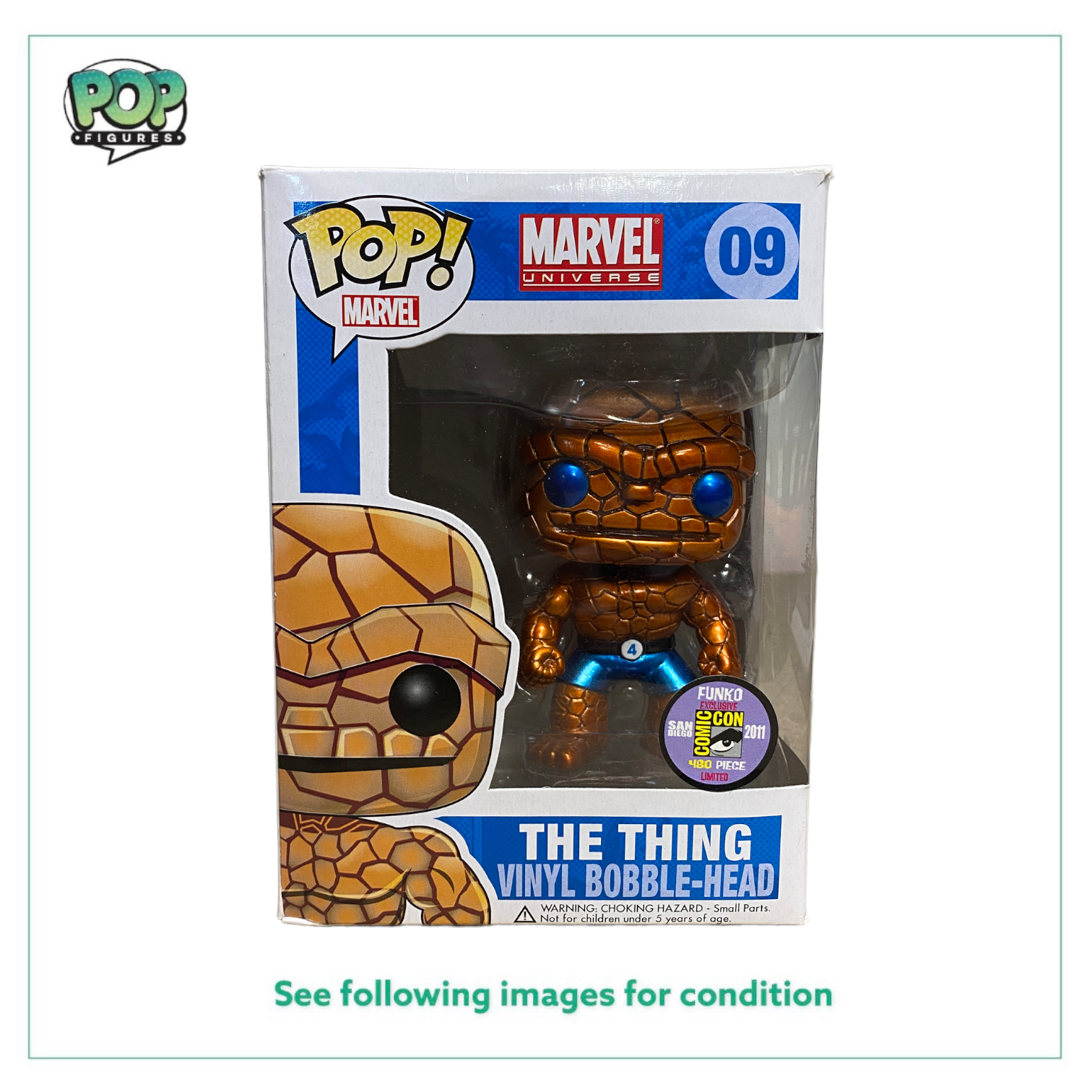 The Thing #09 (Metallic - Blue Eyes) Funko Pop! - Marvel Universe - SDCC 2011 Exclusive