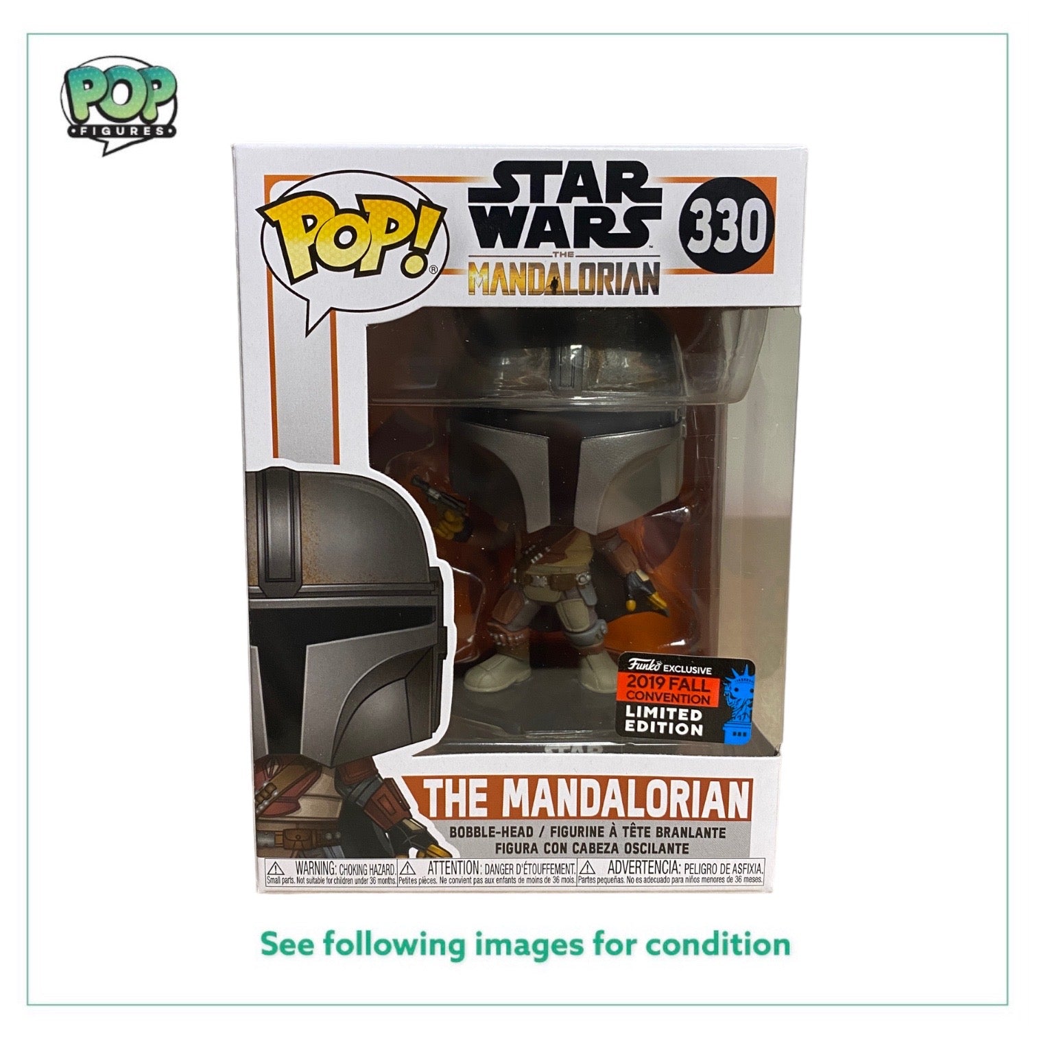 The Mandalorian #330 (w/ Blaster) Funko Pop! - Star Wars The Mandalorian - NYCC 2019 Shared Exclusive -