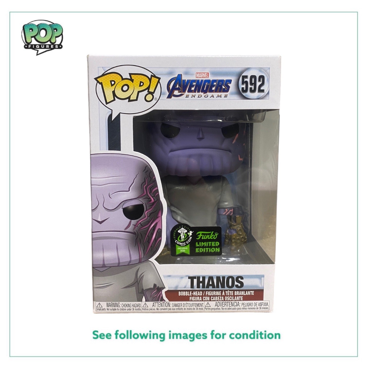 Thanos #592 (w/ Detachable Arm) Funko Pop! - Avengers Endgame - ECCC 2019 Official Convention Exclusive -