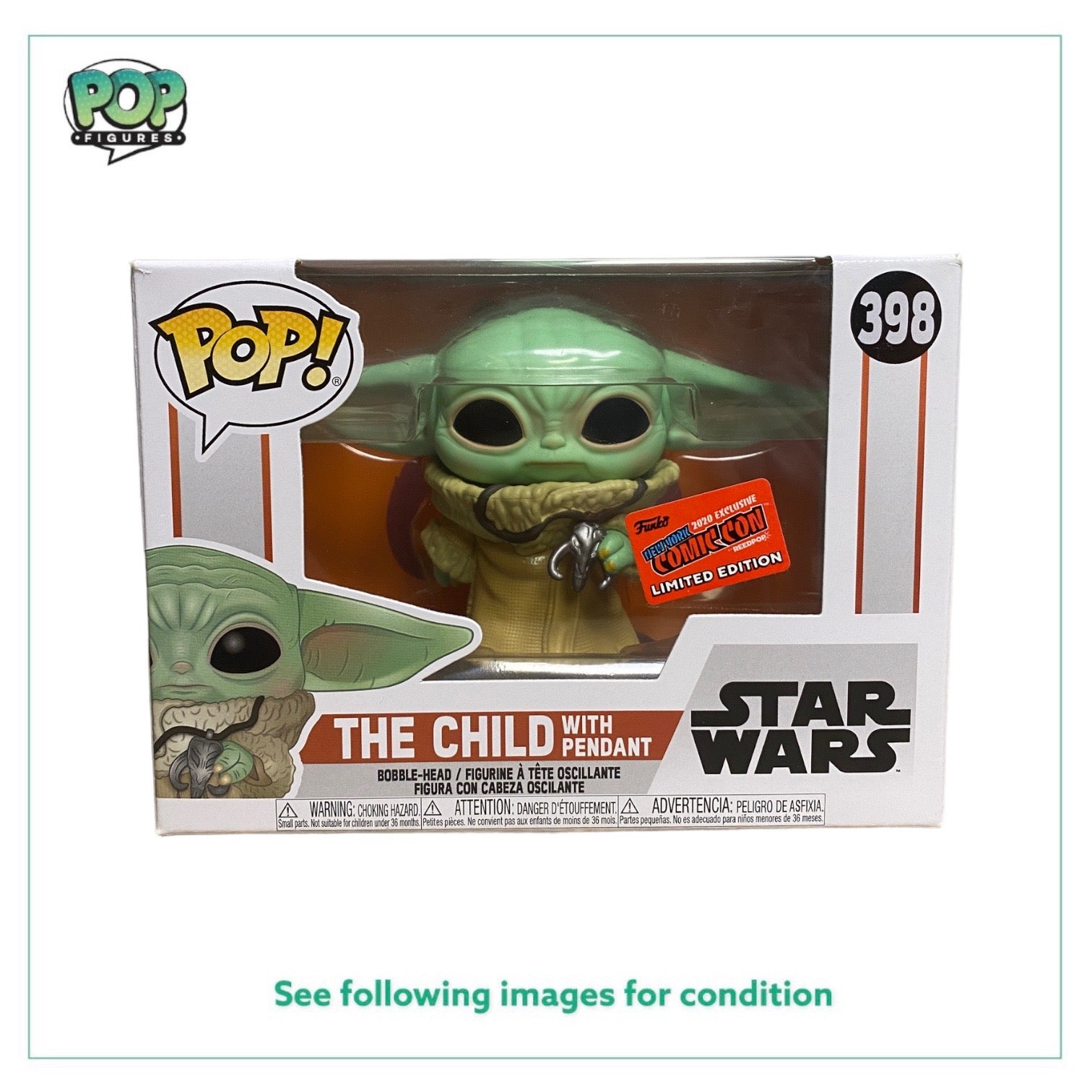 The Child With Pendant #398 Funko Pop! - Star Wars The Mandalorian - NYCC 2020 Official Convention Exclusive -