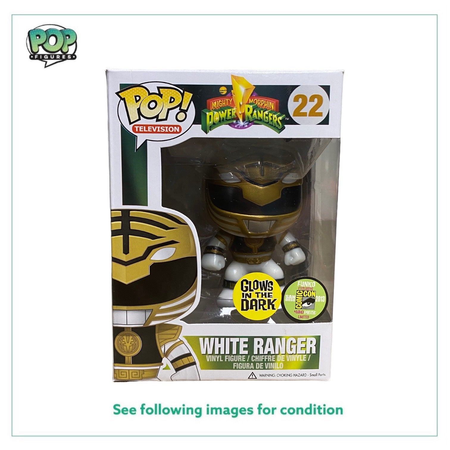 White Ranger #22 (Glows In The Dark) Funko Pop! - Power Rangers - SDCC 2013 Exclusive