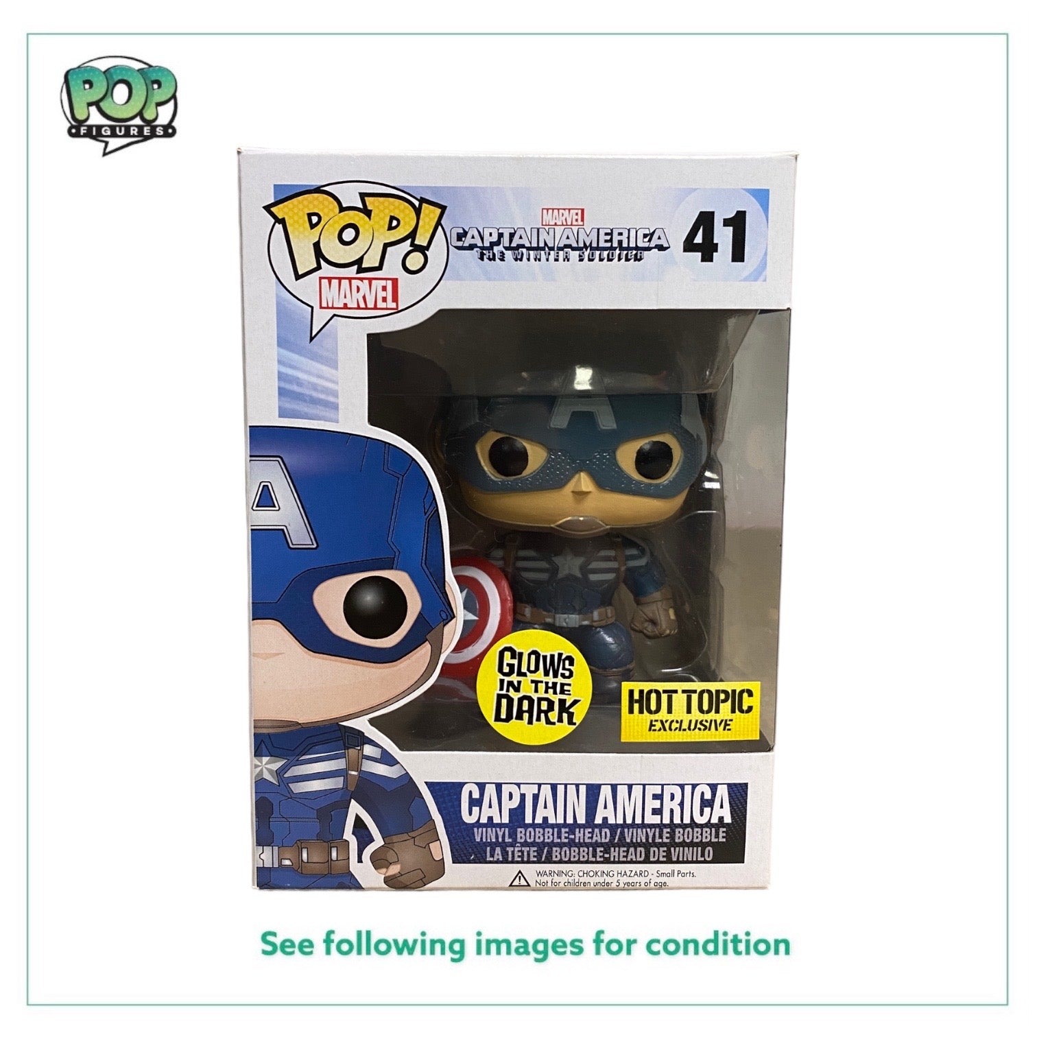 Captain America #41 (Glow In The Darks) Funko Pop! - Captain America The Winter Soldier - Hot Topic Exclusive -