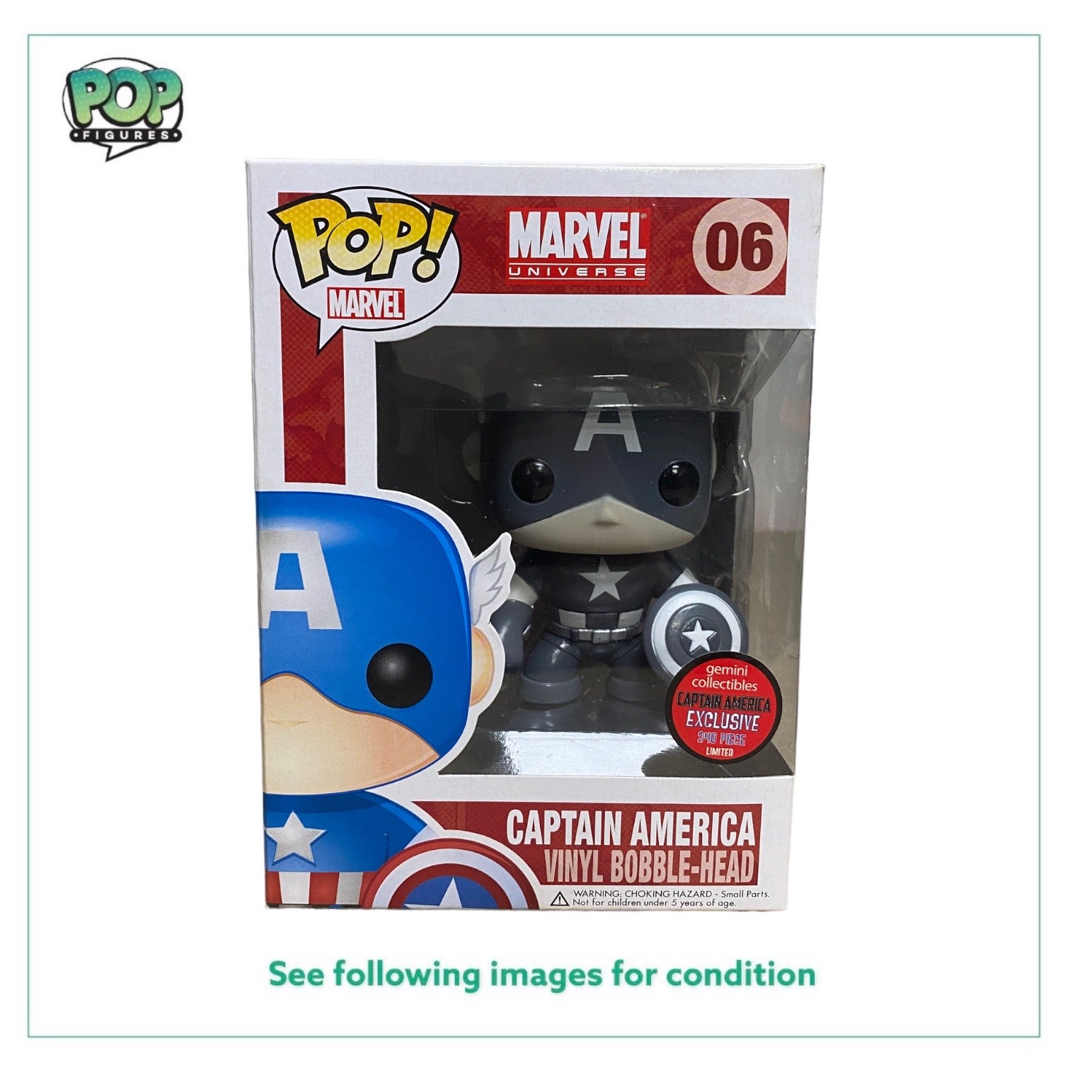 Captain America #06 (Black and White) Funko Pop! - Marvel Universe - Gemini Collectibles Exclusive