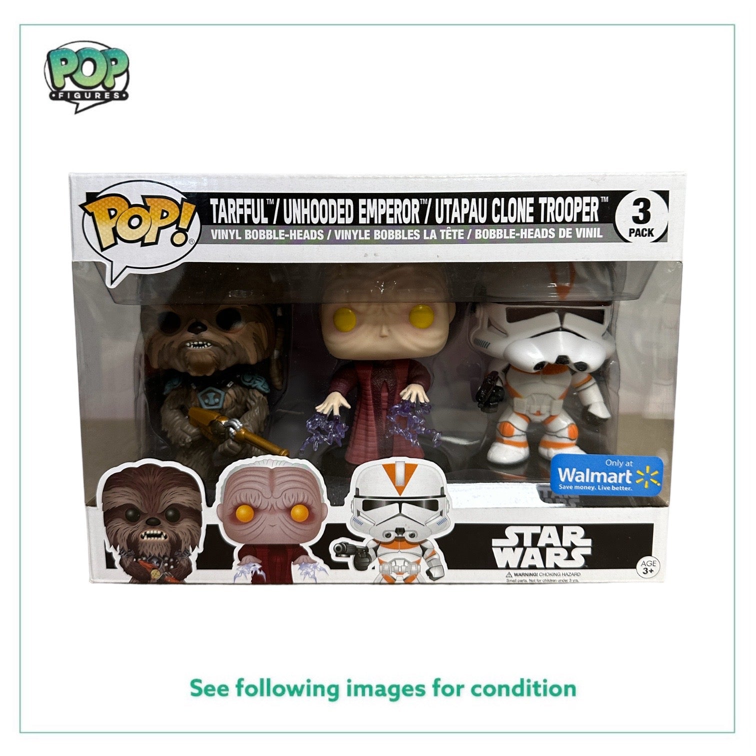 Tarfful / Unhooded Emperor / Utapau Clone Trooper 3 Pack Funko Pop! - Star Wars -