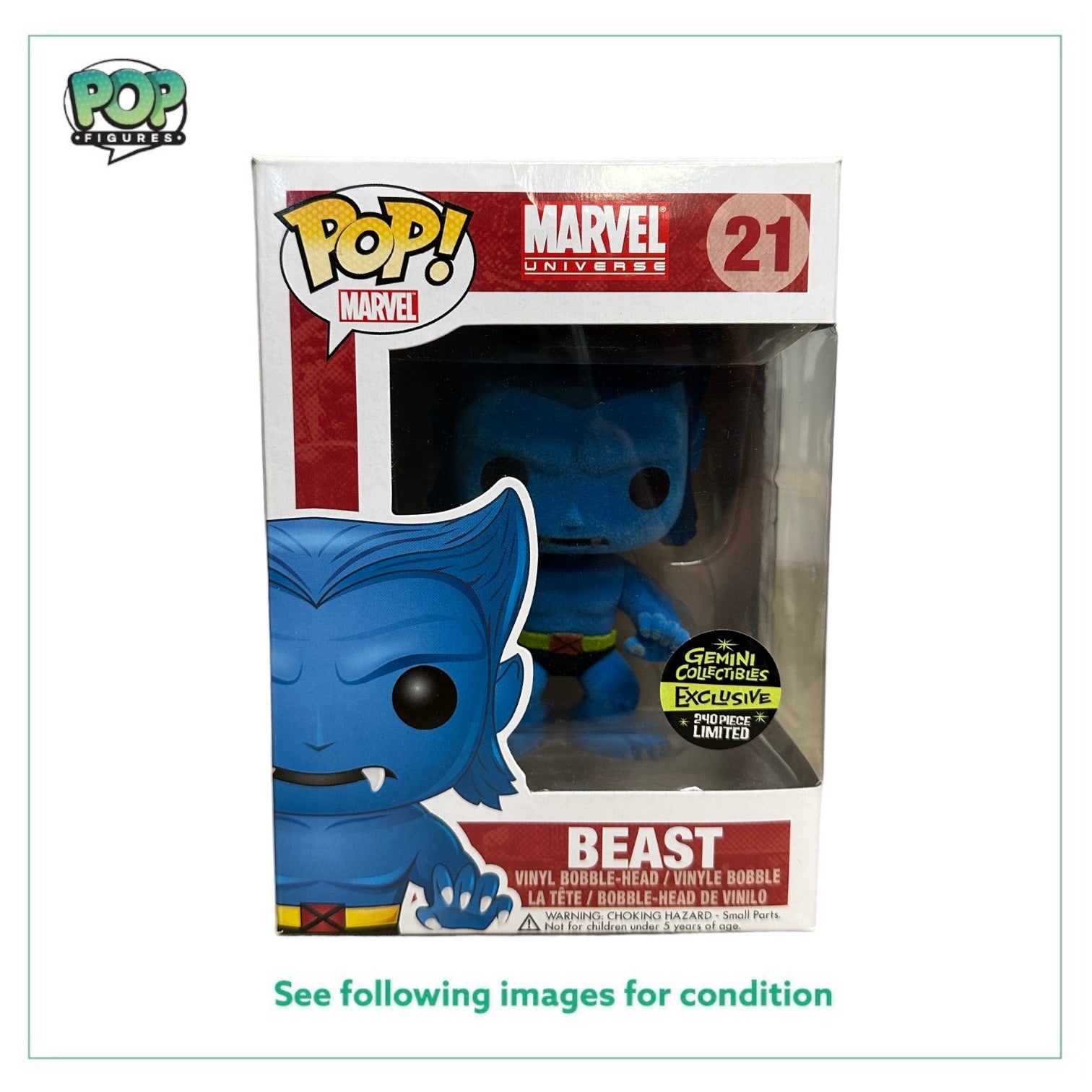 Beast #21 (Flocked) Funko Pop! - Marvel Universe - Gemini Collectibles Exclusive