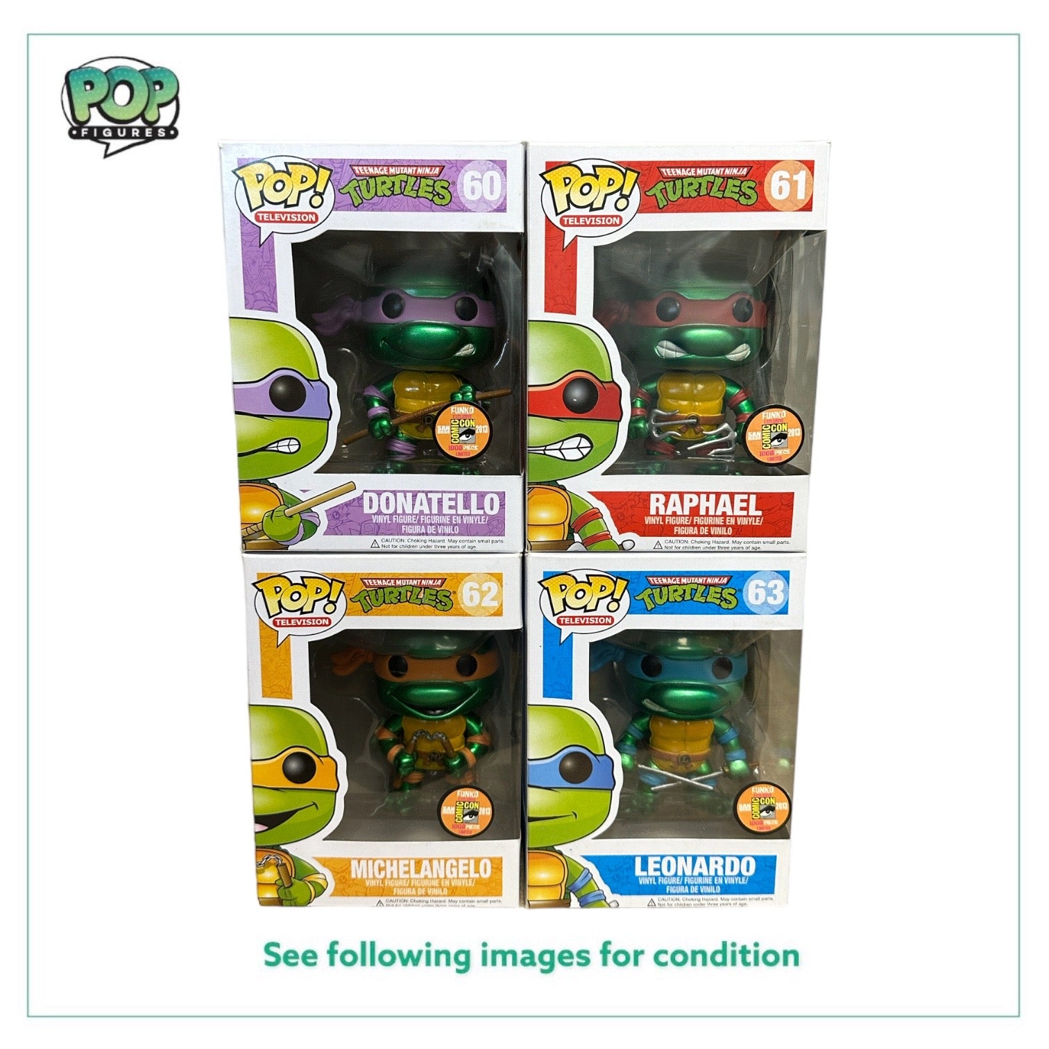 Teenage Mutant Ninja Turtles (Metallic) Funko Pop Set! - SDCC 2013 Exclusives