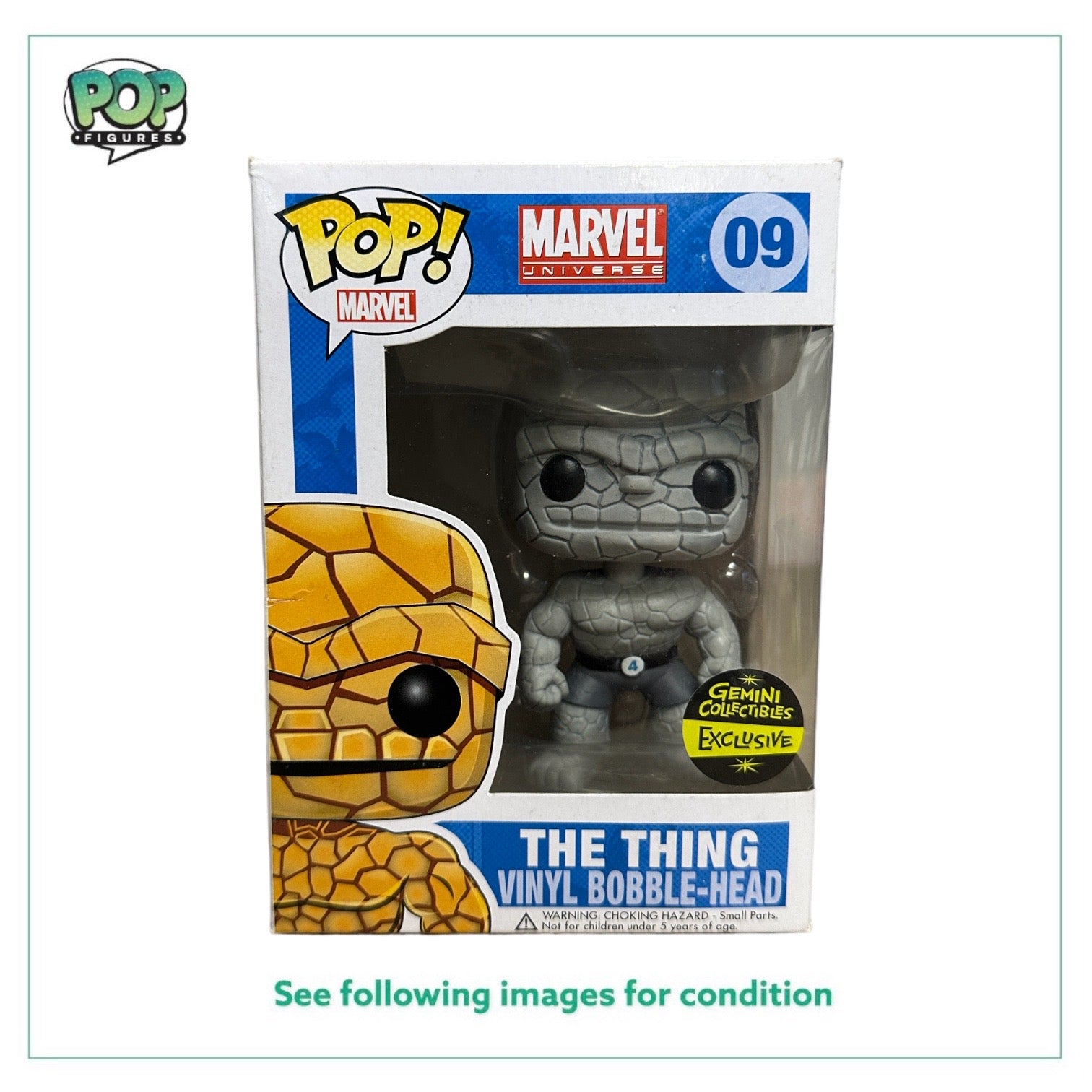 The Thing #09 (Black and White) Funko Pop! - Marvel Universe - Gemini Collectibles Exclusive -