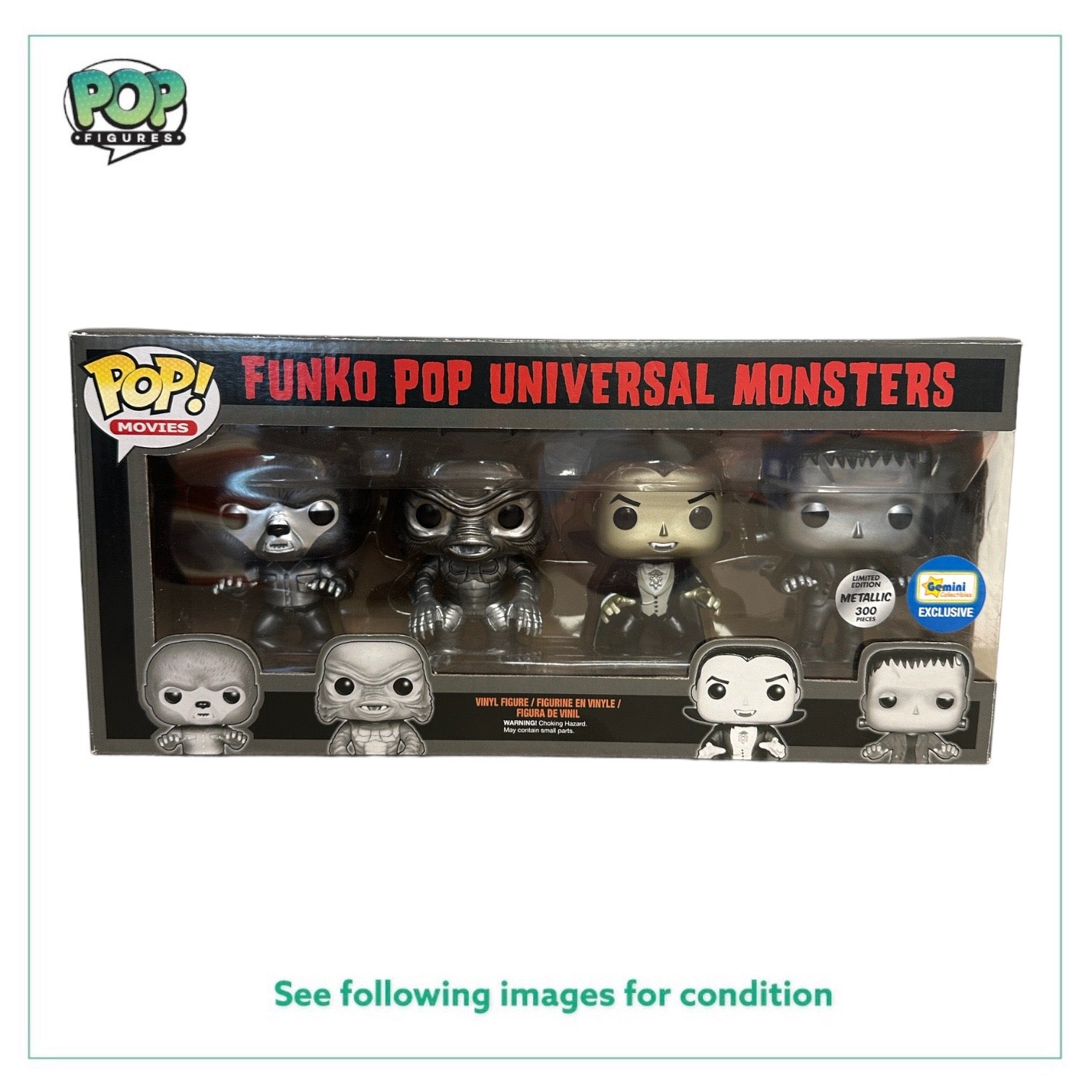 Universal Monsters 4 Pack (Metallic) Funko Pop! - Gemini Collectibles Exclusive