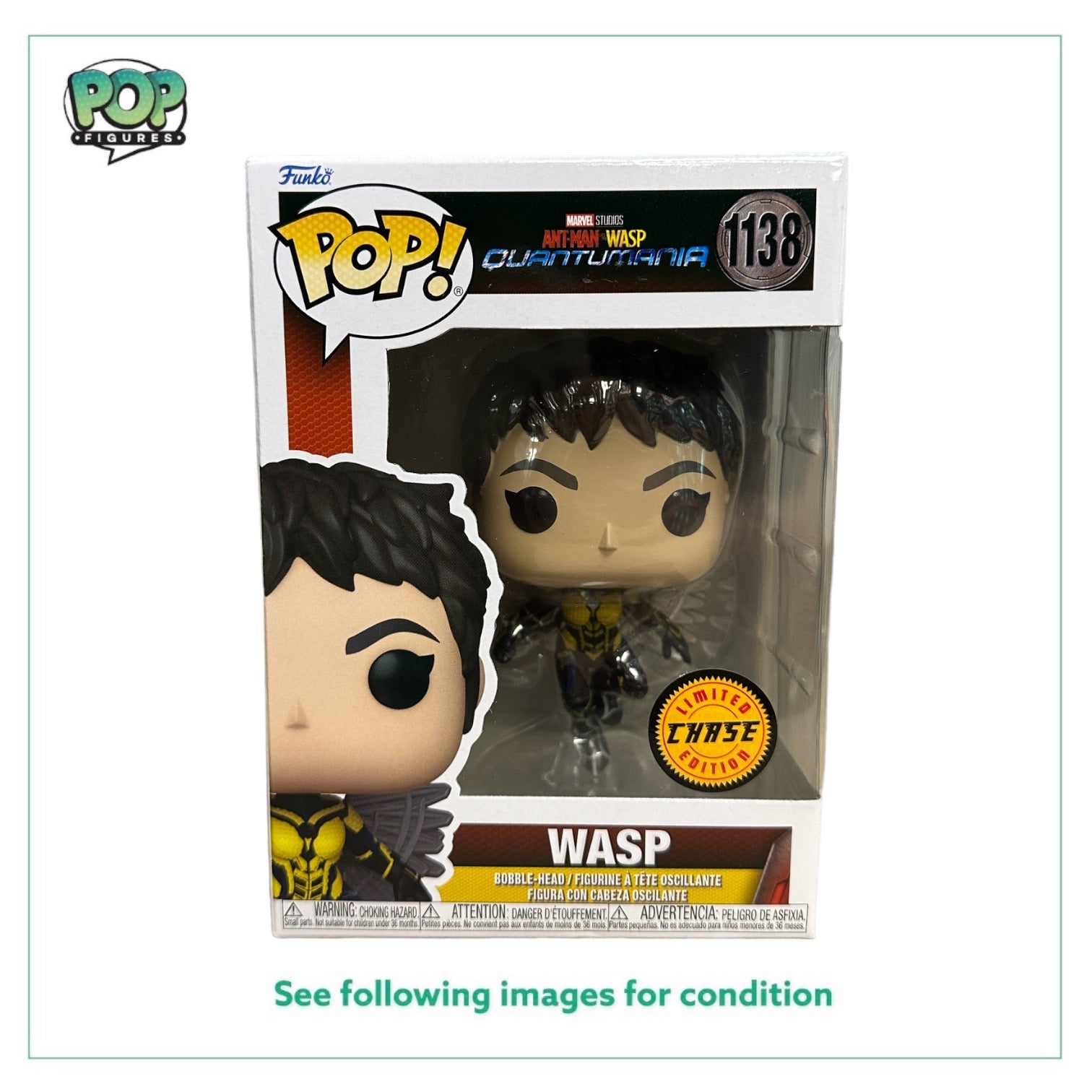 Wasp #1138 (Unmasked Chase) Funko Pop! - Ant-Man & the Wasp Quantumania -