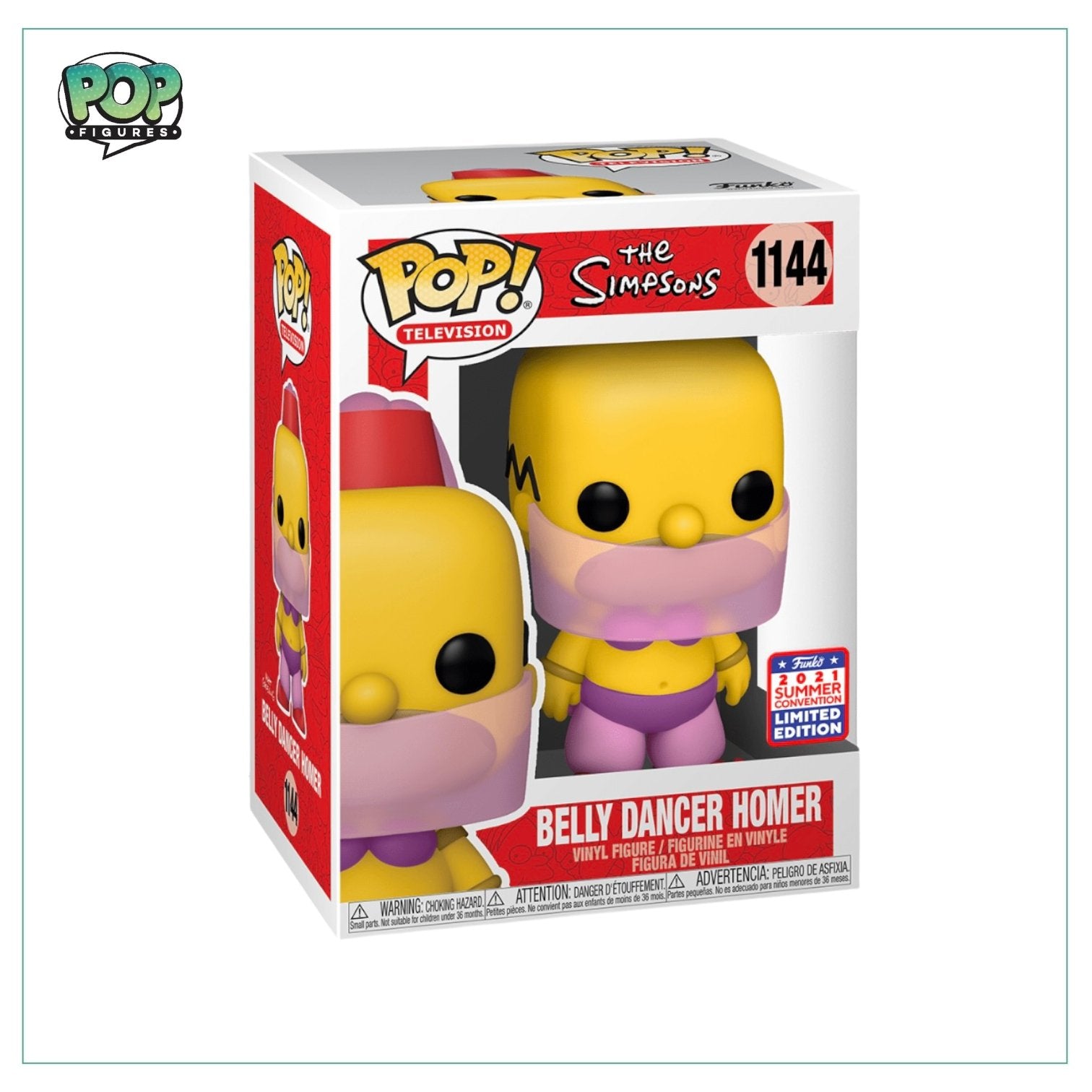 Belly Dancer Homer #1144 Funko Pop! The Simpsons - 2021 Virtual Funkon (Shared Sticker)