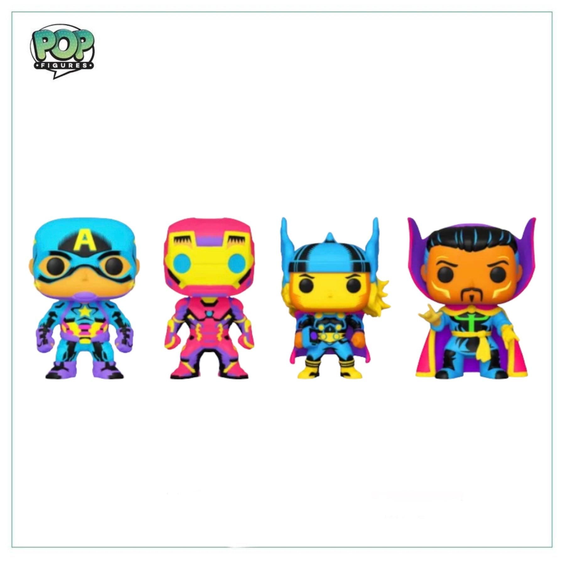 Captain America / Iron Man / Thor / Doctor Strange Deluxe Funko 4 Pack! Marvel - Blacklight - Target Exclusive