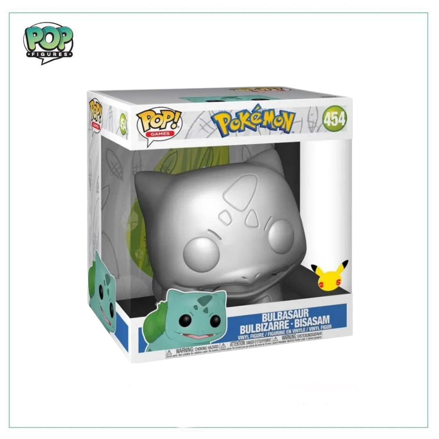 Bulbasaur (Silver Chrome) #454 Deluxe 10" Funko Pop! Pokemon