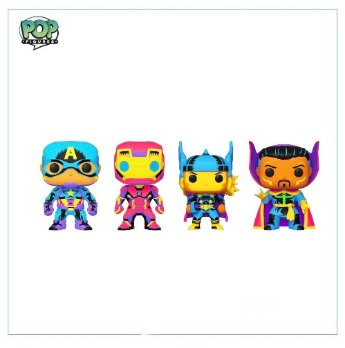 Captain America / Iron Man / Thor / Doctor Strange - Deluxe Funko 4 Pack! Marvel - Blacklight - Special Edition