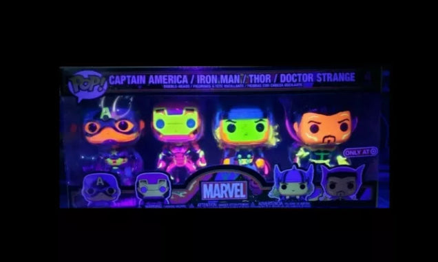 Captain America / Iron Man / Thor / Doctor Strange Deluxe Funko 4 Pack! Marvel - Blacklight - Target Exclusive